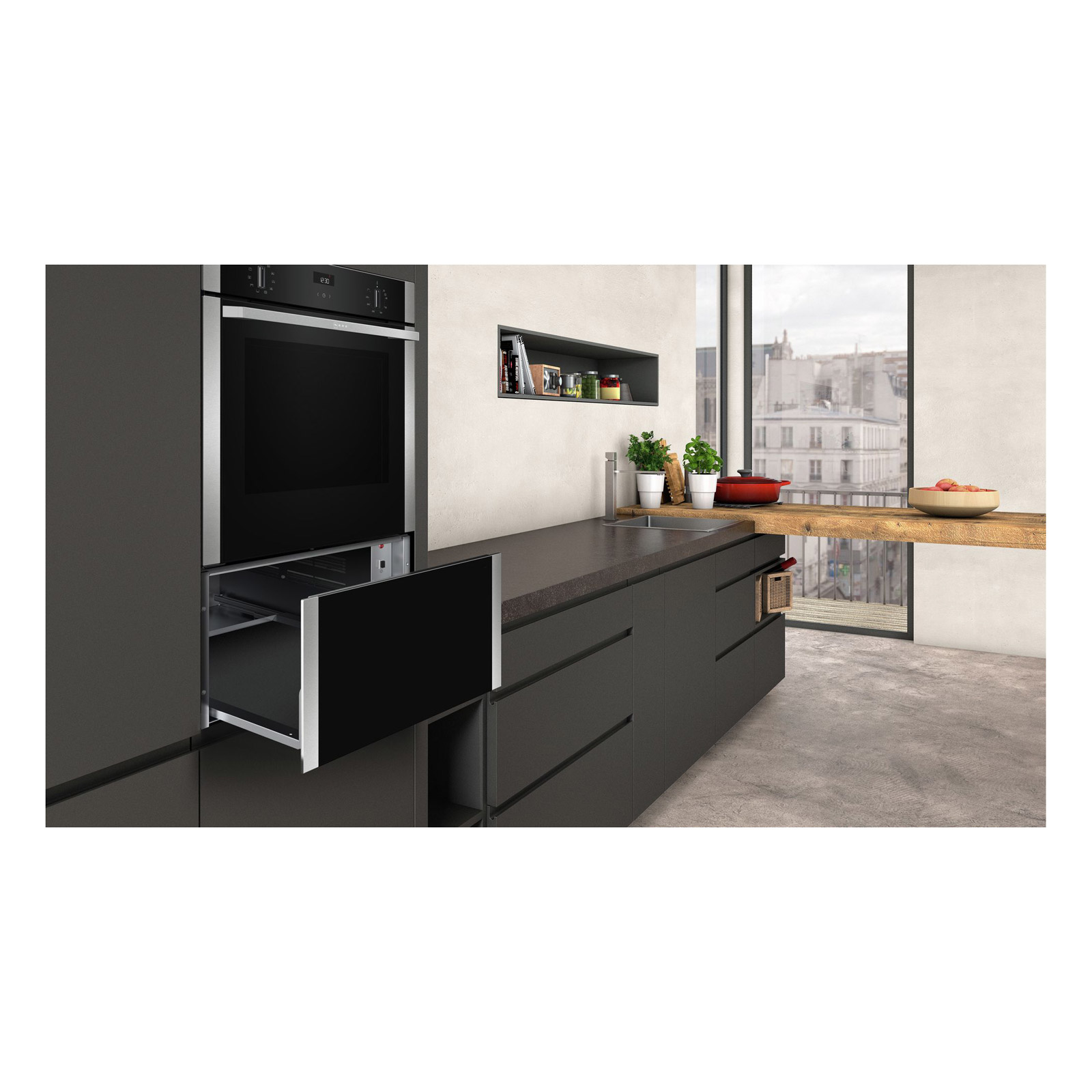 Neff N1AHA02N0B N50 Built In 29cm Warming Drawer in Black with Stainle, photo 2