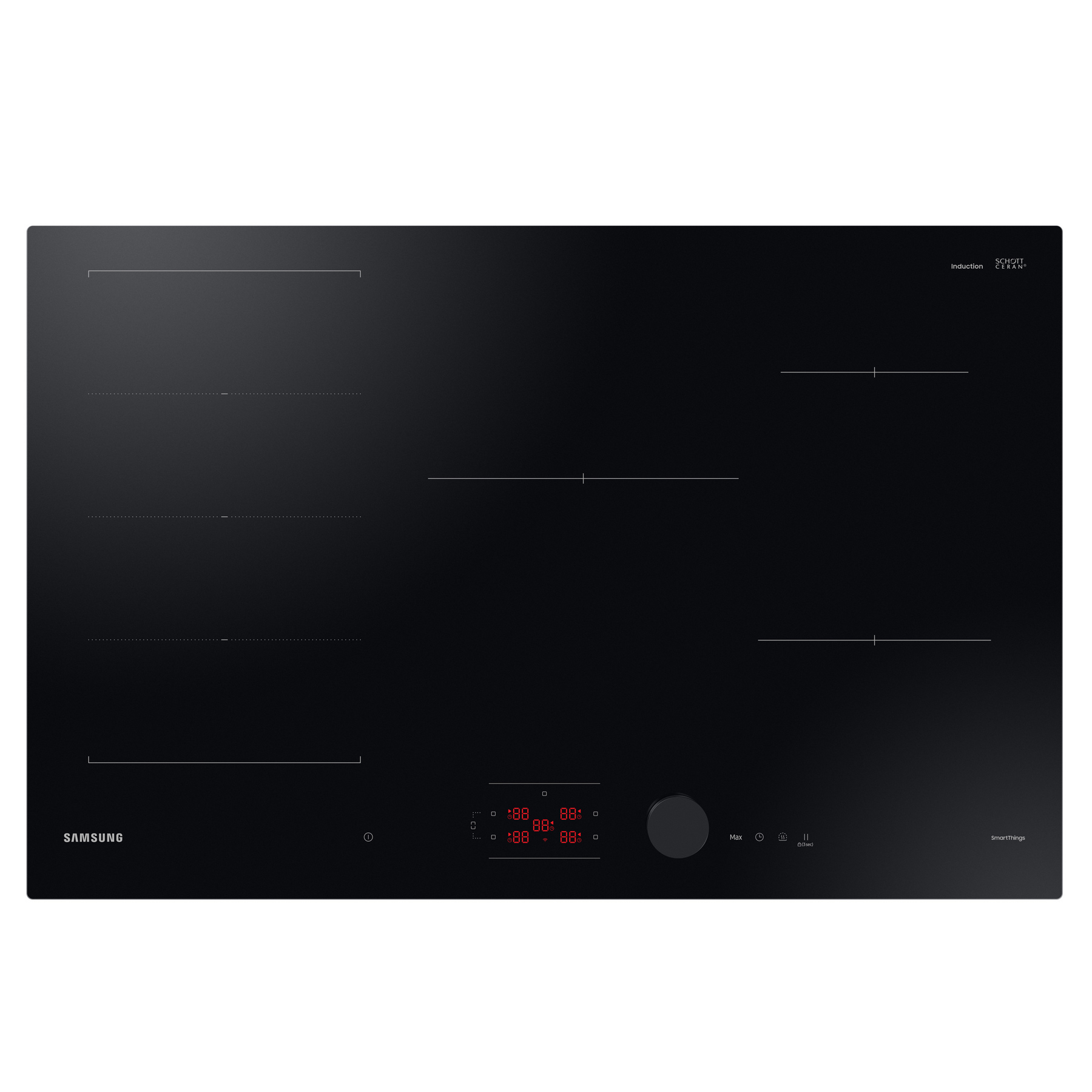 Samsung NA64D3000AK 60cm 4 Burner Gas Hob in Black Glass with Cast Iro