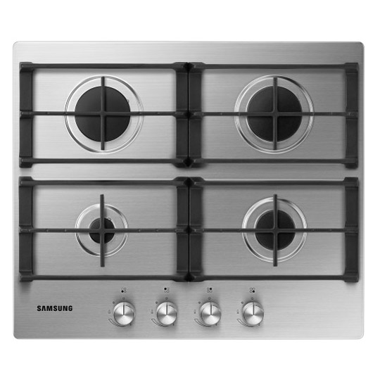 Image of Samsung NA64H3010AS 60cm 4 Burner Gas Hob in St Steel Cast Iron Suppor