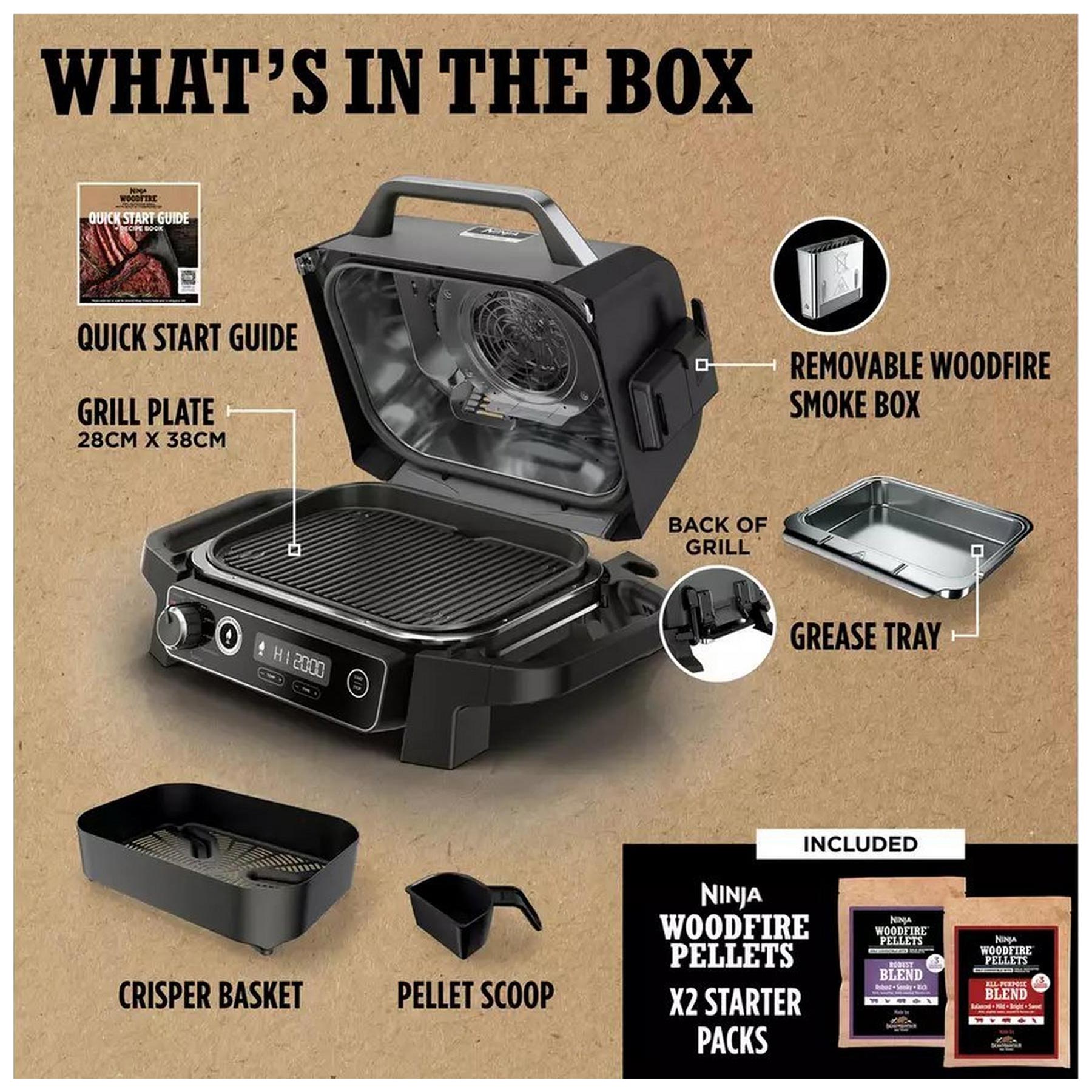 Ninja OG701UK Ninja Woodfire Outdoor Electric BBQ Grill, photo 2