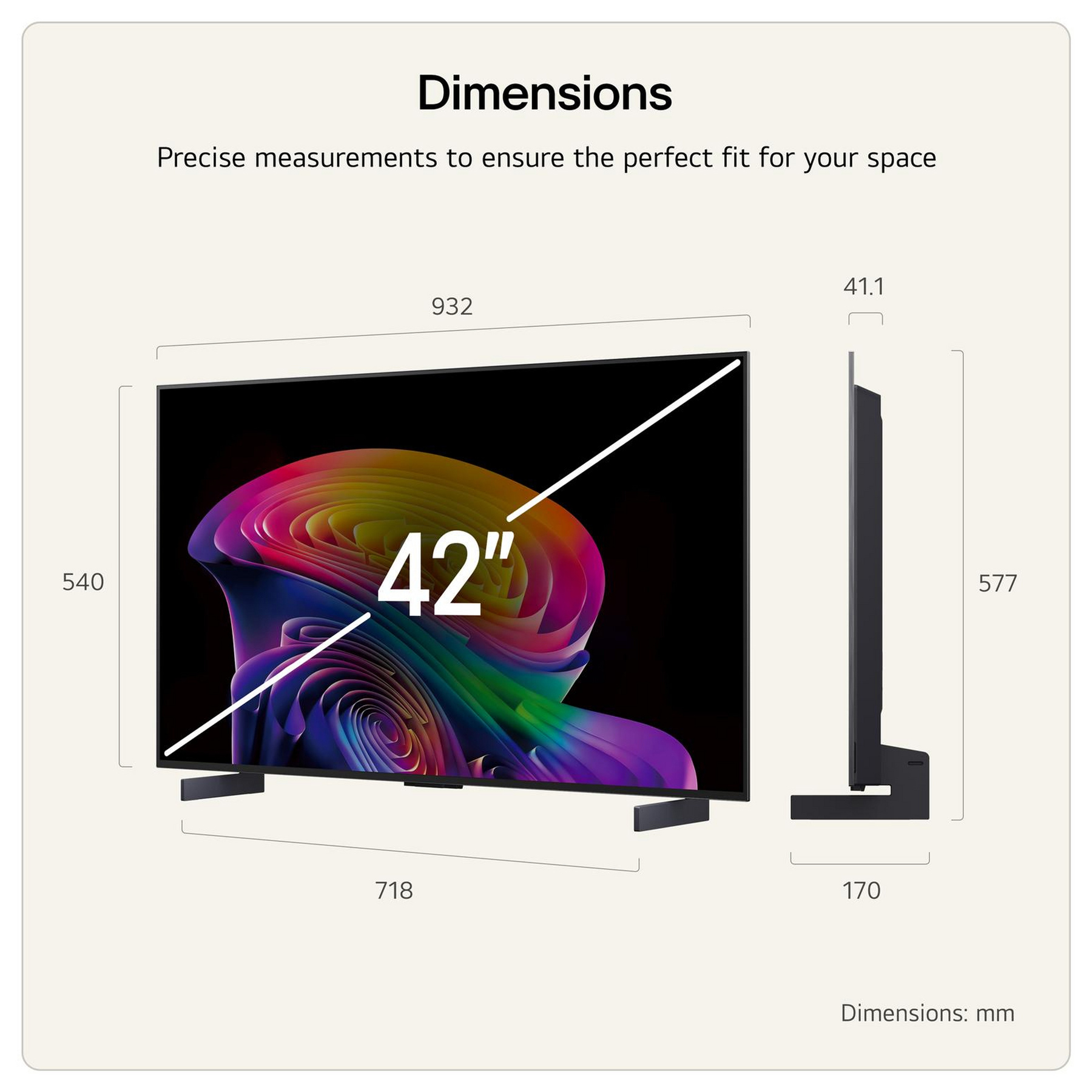 LG OLED42C66LB 42 4K Ultra HD HDR Smart OLED evo AI TV Dolby Vision Do, photo 3
