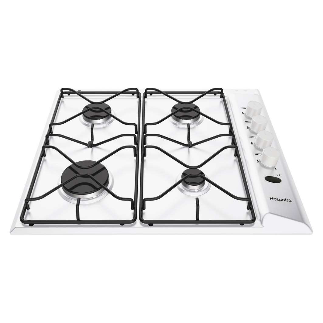 Hotpoint PAS642HWH 60cm 4 Burner Gas Hob in White Flame Failure Device