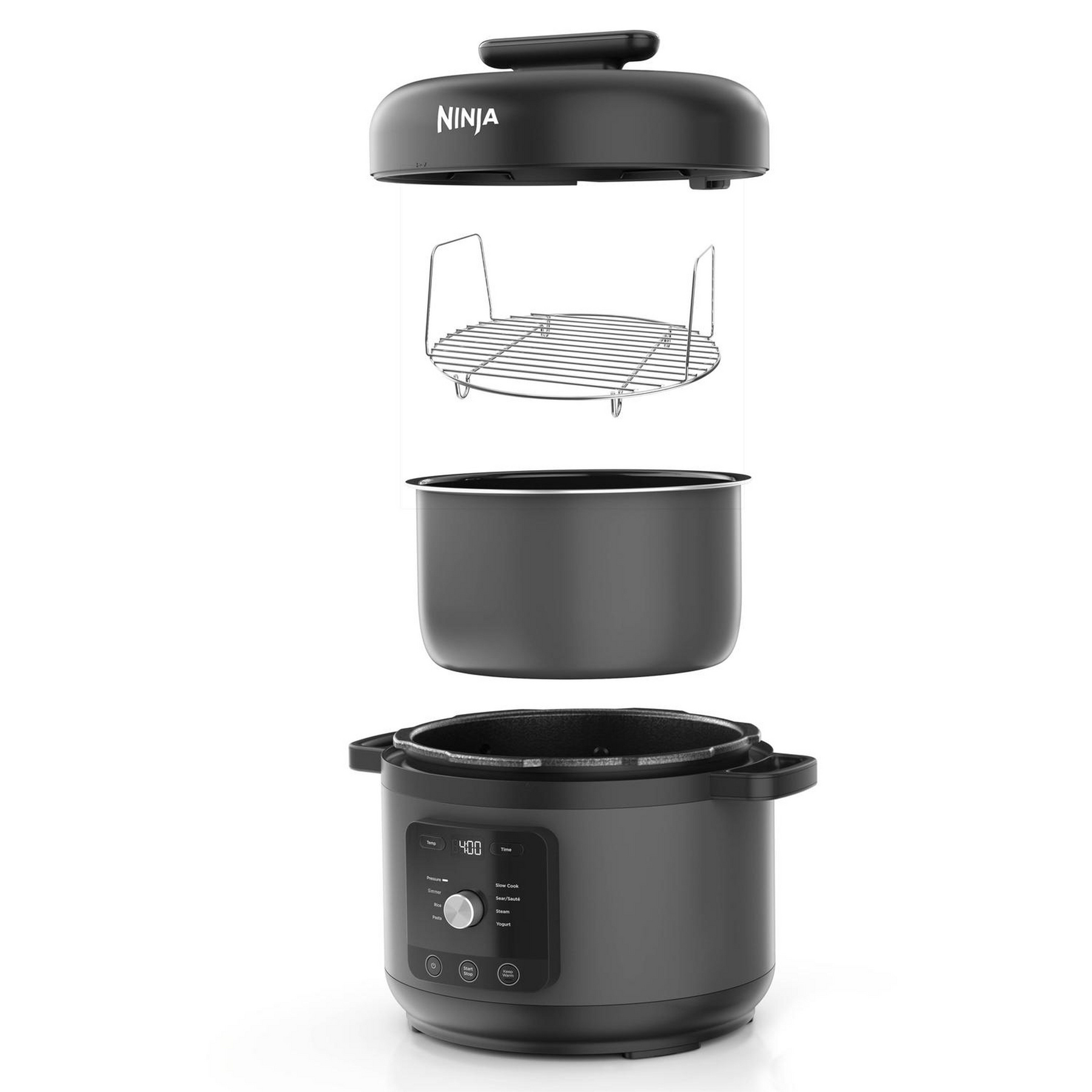 Ninja PC201UK Ninja HyperHeat 9 in 1 Pressure Rice Cooker Grey Black, photo 3