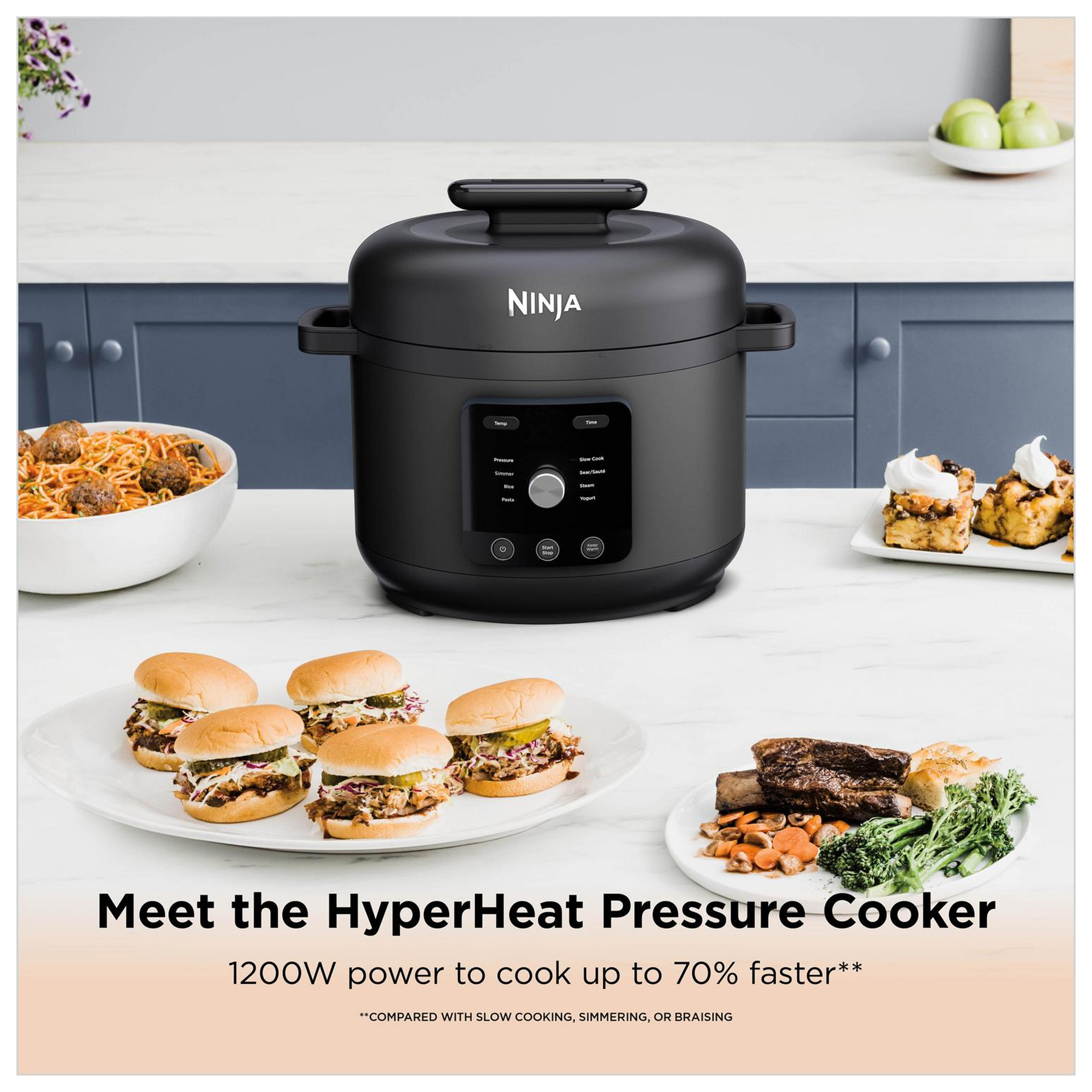 Ninja PC201UK Ninja HyperHeat 9 in 1 Pressure Rice Cooker Grey Black, photo 4