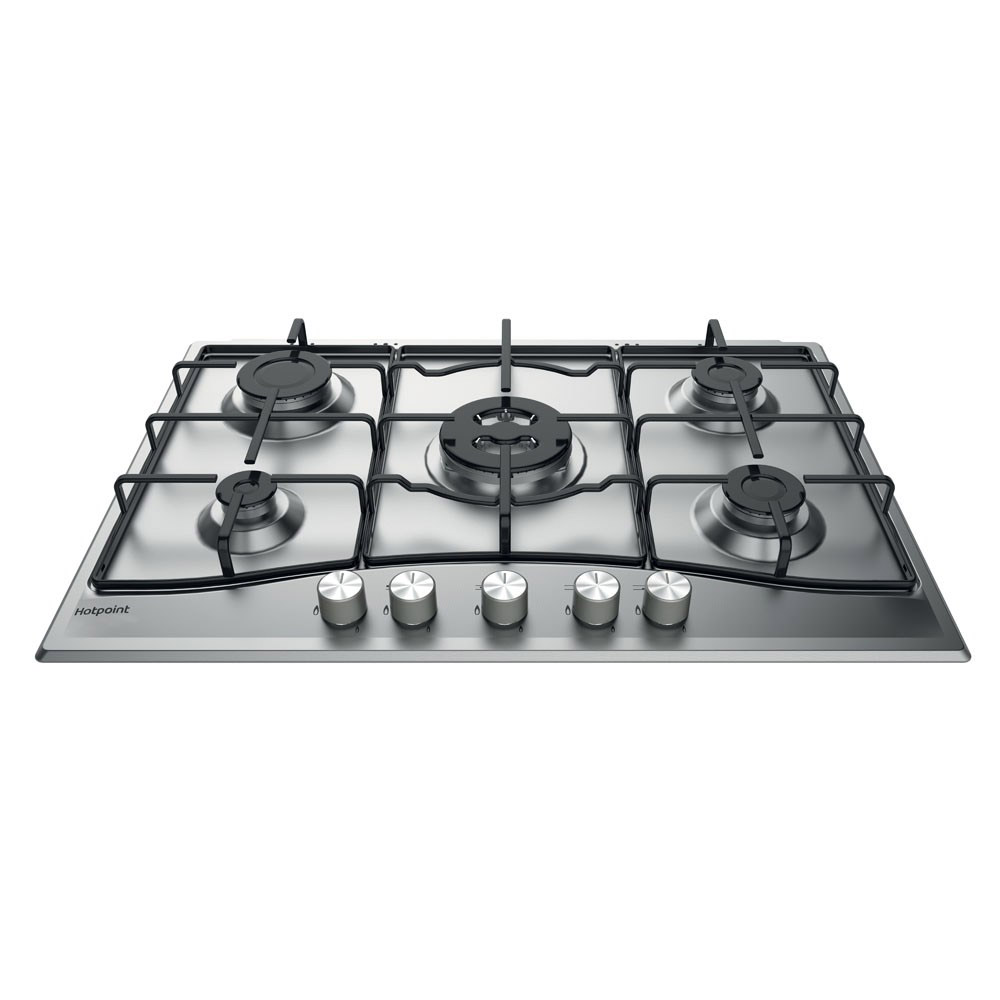 Hotpoint PCN752UIXH 75cm 5 Burner Gas Hob in Stainless Steel Wok Burne