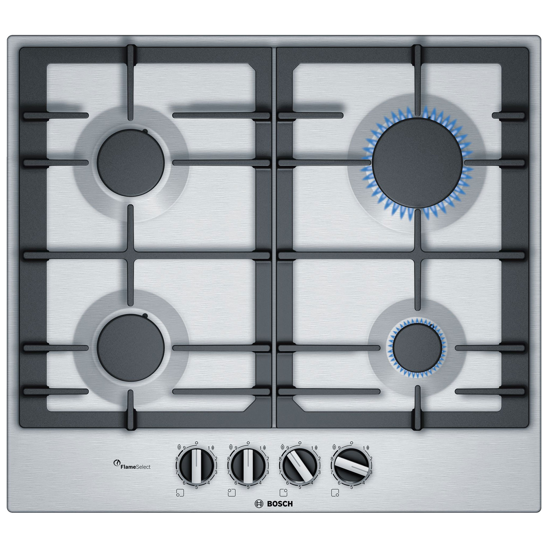Image of Bosch PCP6A5B90 Series 6 60cm 4 Burner Gas Hob in Brushed Steel