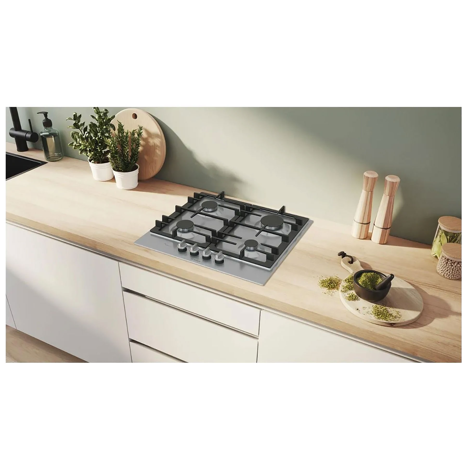Bosch PCP6A5I90 Series 6 60cm 4 Burner Gas Hob in Brushed Steel, photo 5