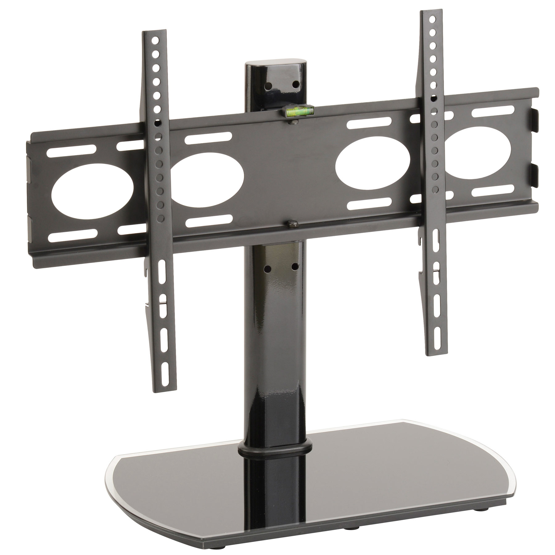 Ttap PED64S Black Glass Swivel Tabletop Pedestal TV Stand in Black
