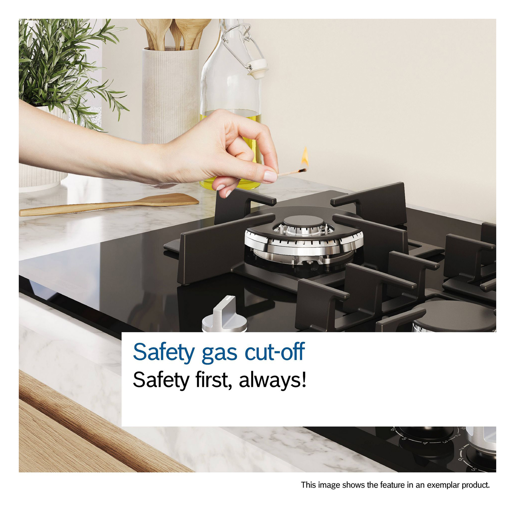 Bosch PGM7B5K90 Series 4 75cm 5 Burner Gas Hob in Stainless Steel Wok, photo 3