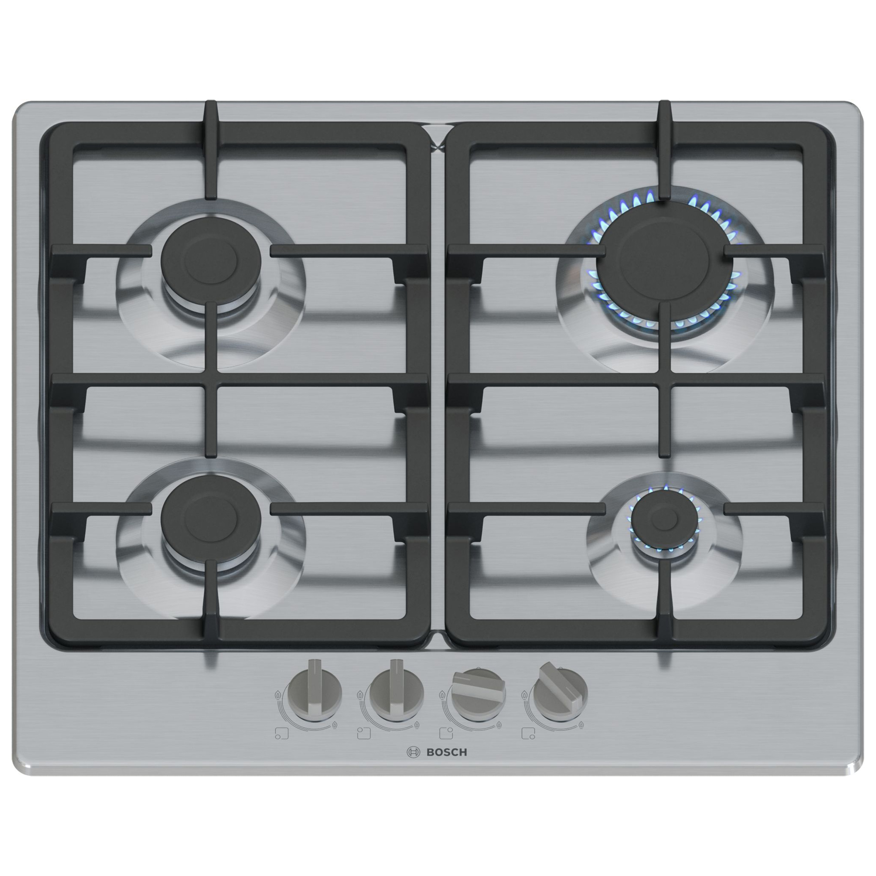 Bosch PGP6B5K90 Series 4 60cm 4 Burner Gas Hob in Stainless Steel