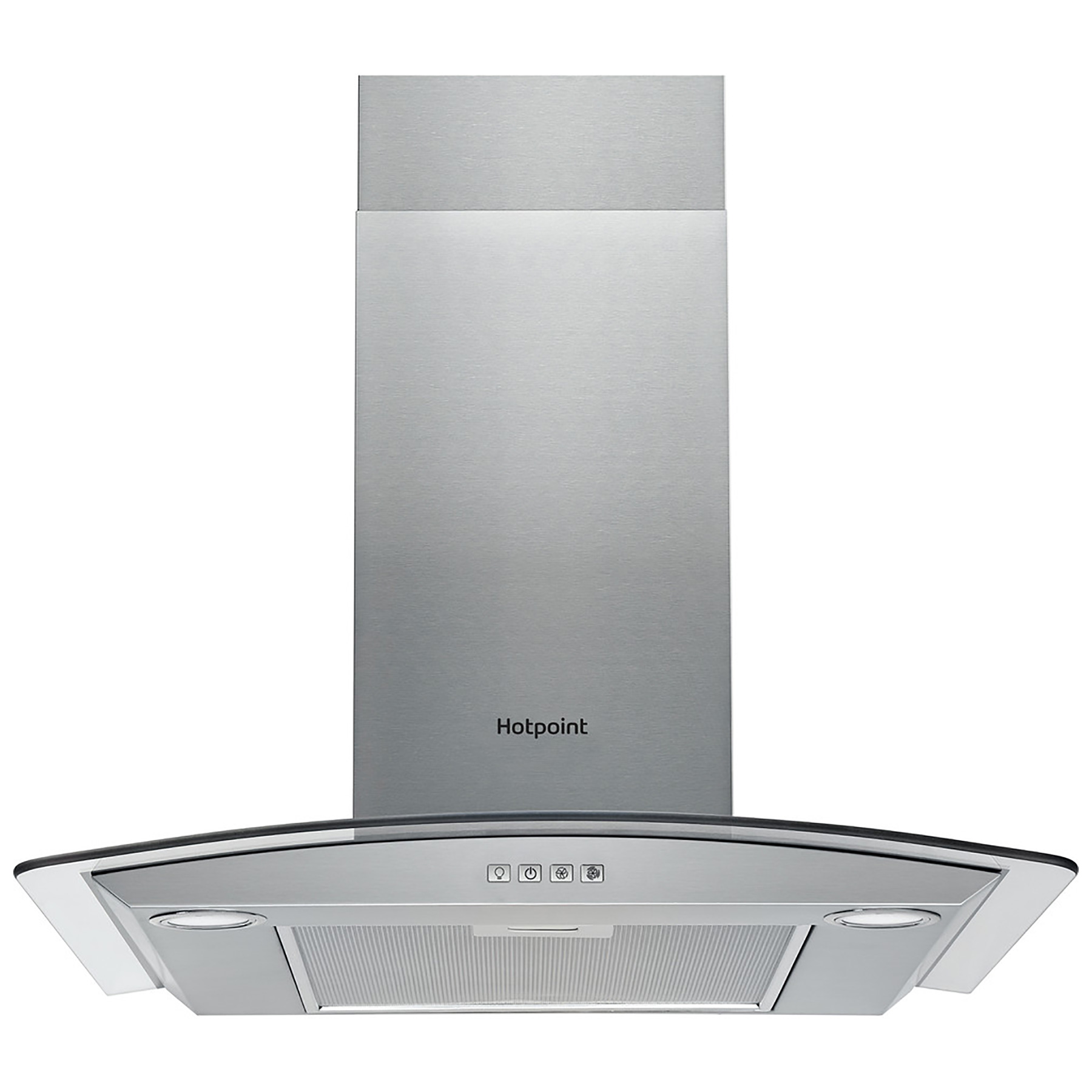 Image of Hotpoint PHGC6 4FLMX 60cm Curved Glass Chimney Hood in St Steel 3 Spee