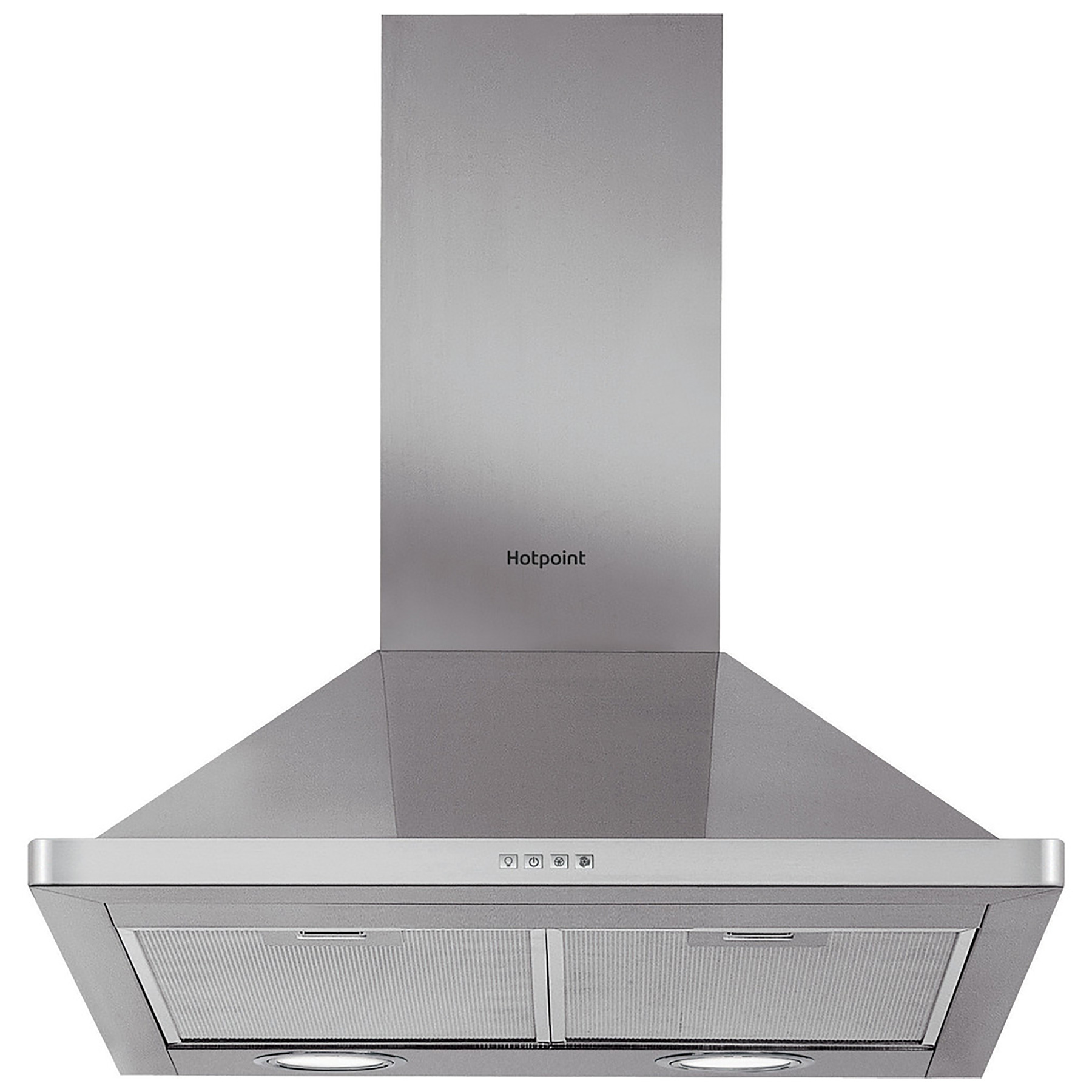 Hotpoint PHPN6 5FLMX 60cm Pyramid Chimney Hood in St Steel 3 Speed Fan
