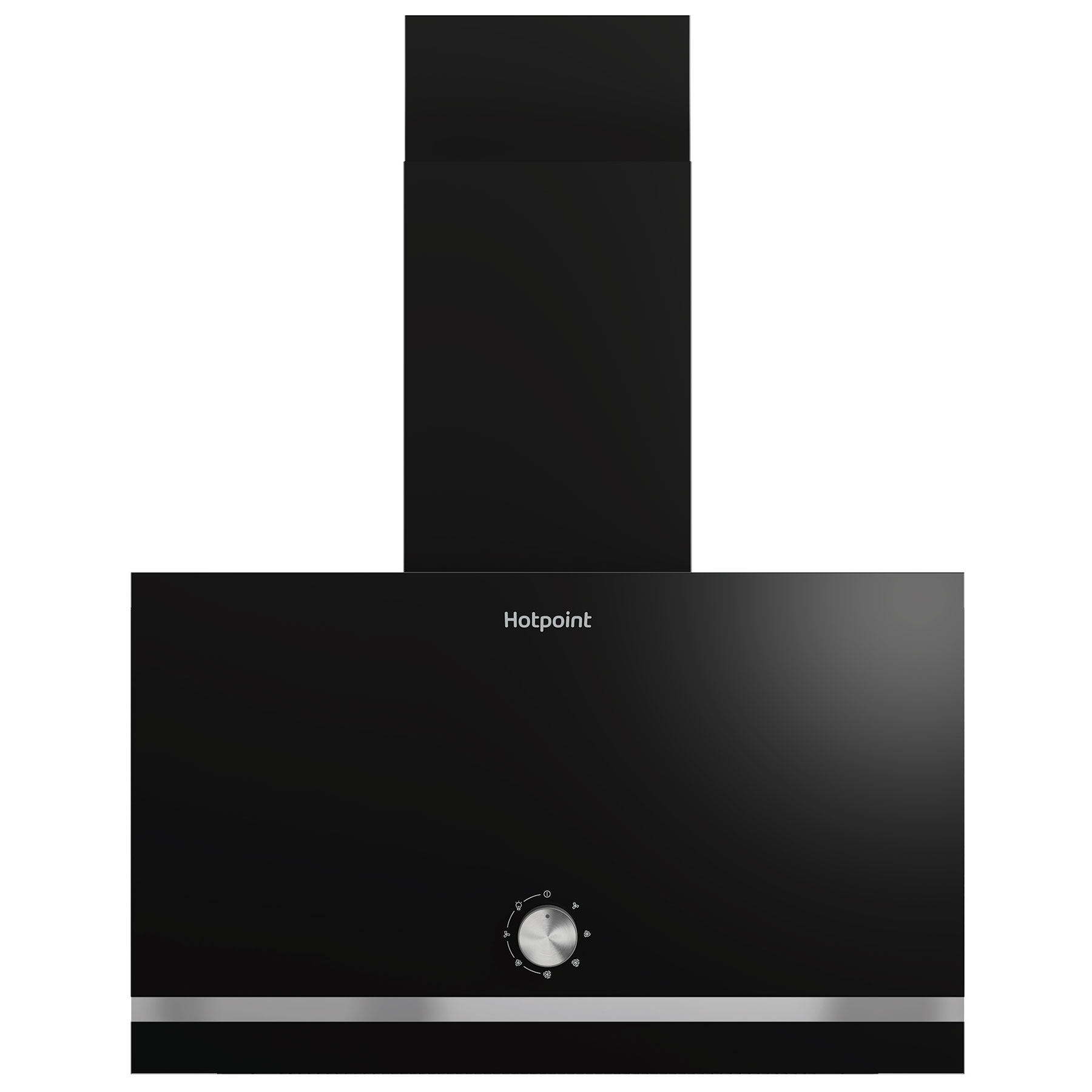 Hotpoint PHVP62FLMK 60cm Box Chimney Hood in Black 3 Speed Fan
