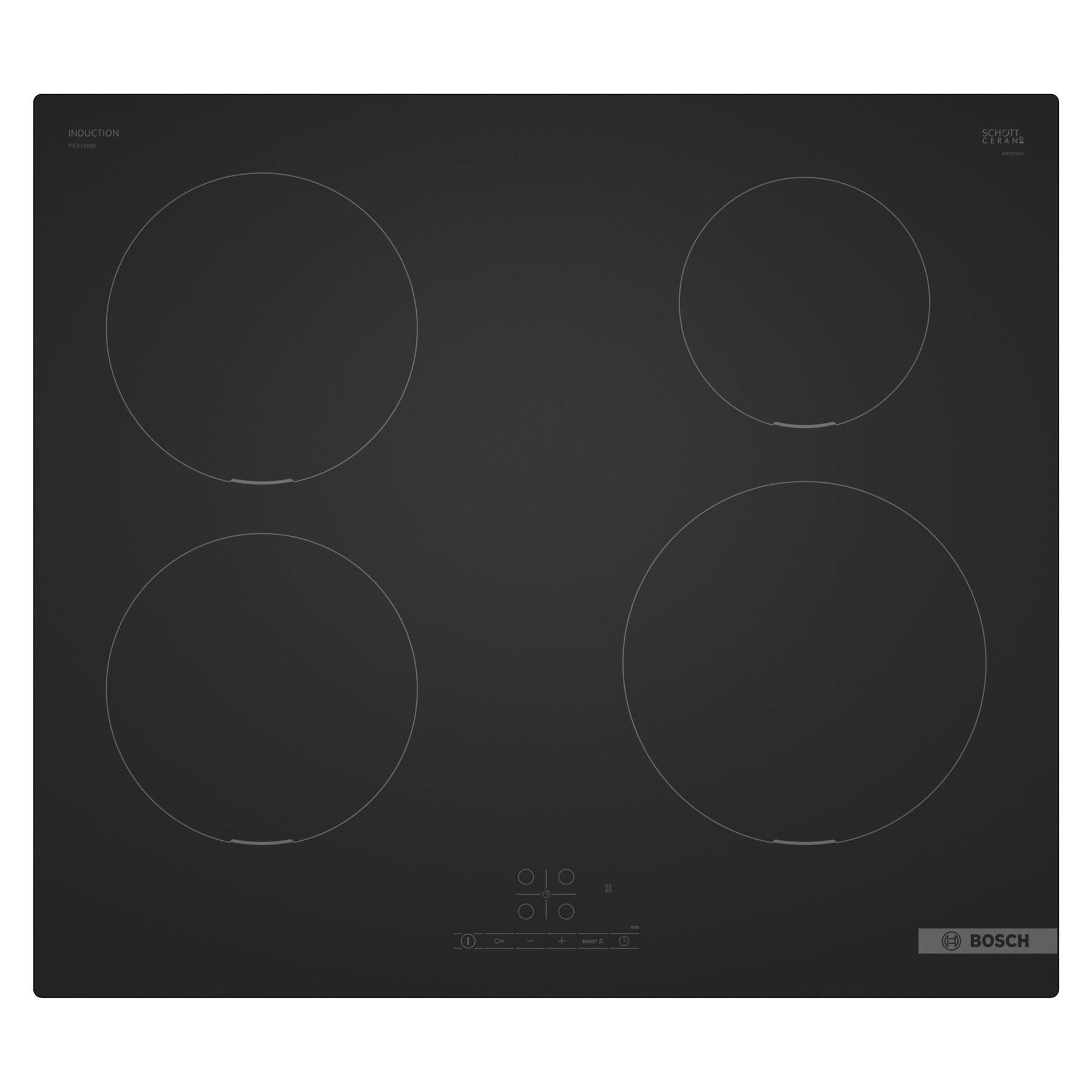 Bosch PIE61ABB5E Series 4 60cm 4 Zone Induction Hob in Matt Black