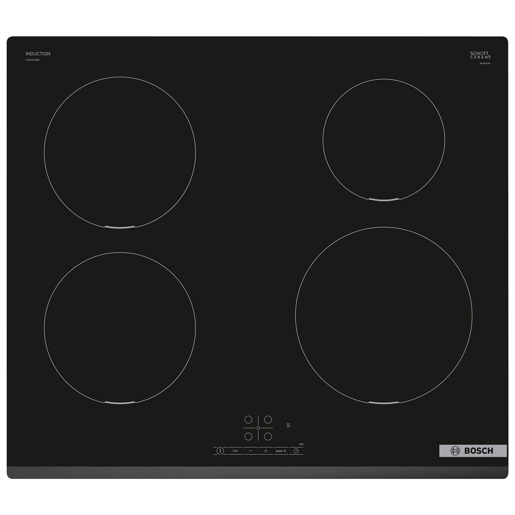 Image of Bosch PIE631BB5E Series 4 60cm Frameless Electric Induction Hob in Bla