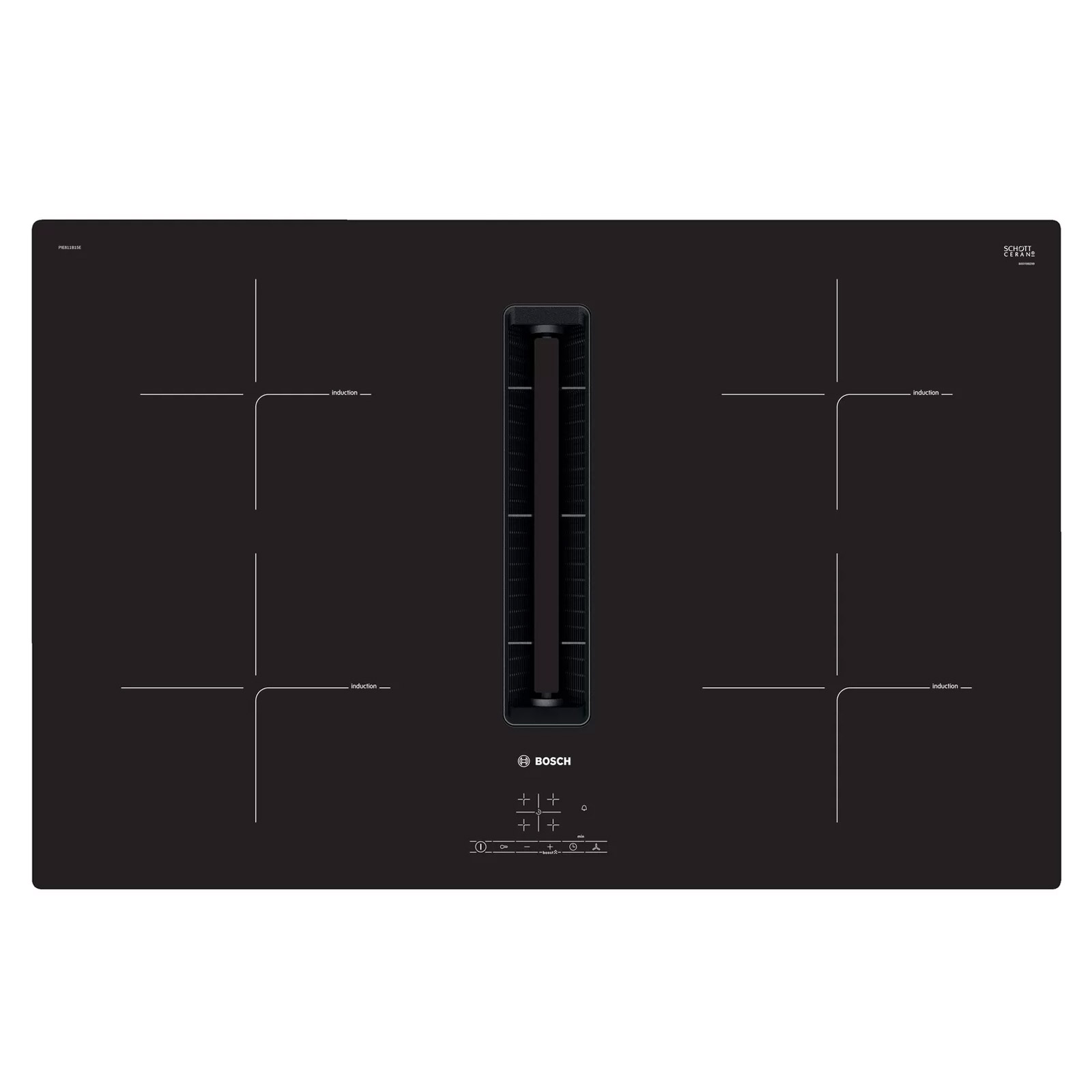 Image of Bosch PIE811B15E Series 4 80cm Electric Induction Venting Hob Black