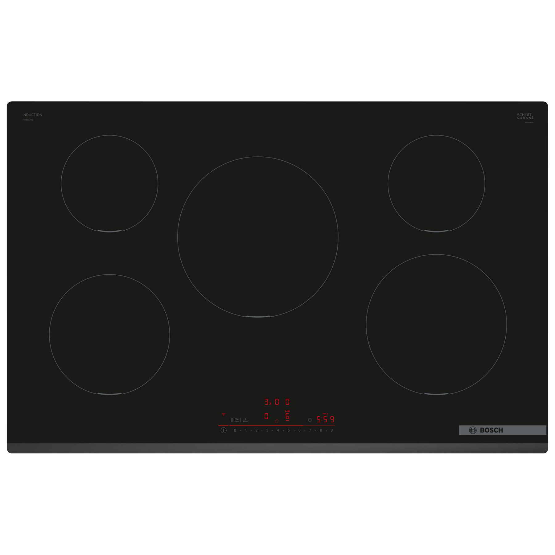 Bosch PIV831HB1E Series 6 80cm 5 Zone Induction Hob in Black