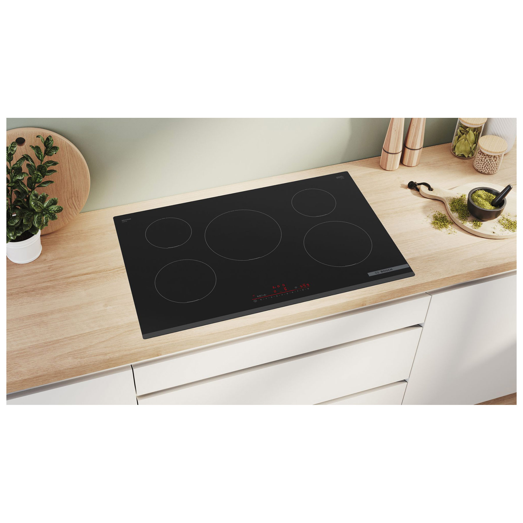 Bosch PIV831HB1E Series 6 80cm 5 Zone Induction Hob in Black, photo 4