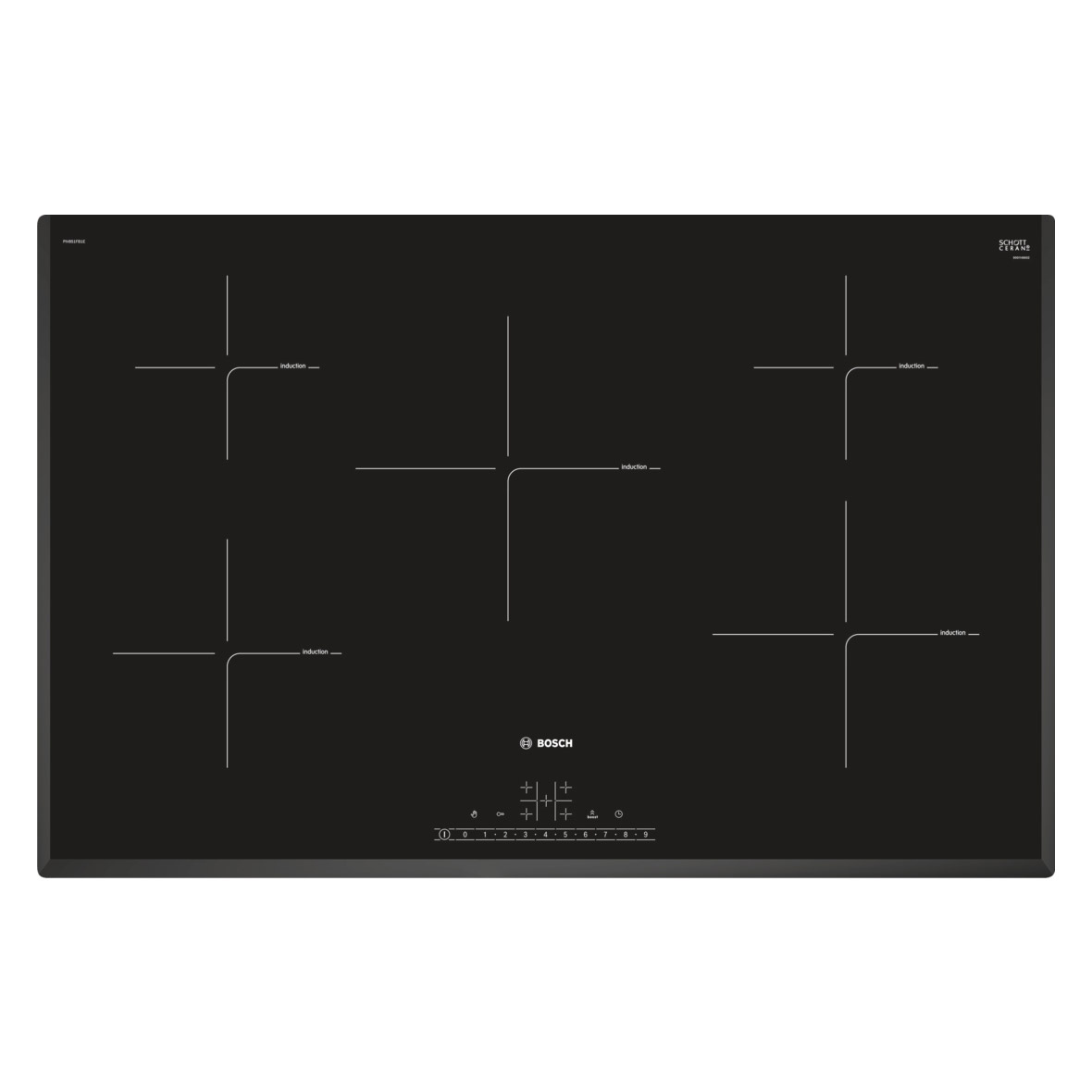 Image of Bosch PIV851FB1E Series 6 80cm 5 Zone Induction Hob in Black Glass