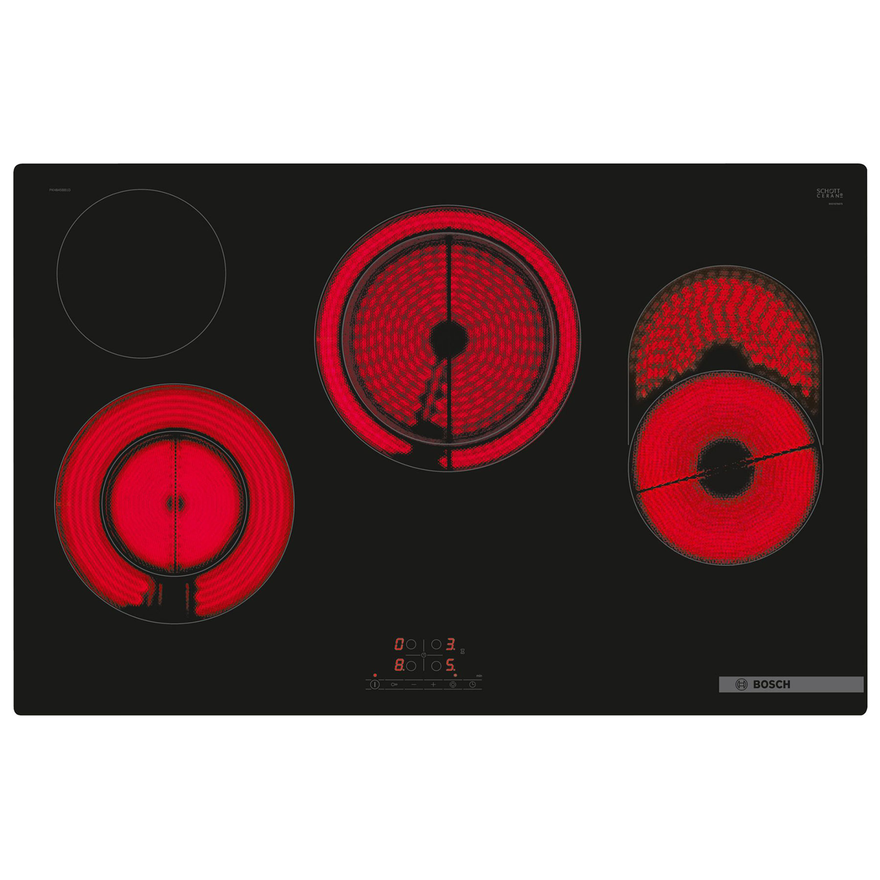 Bosch PKH811BB1D Series 4 80cm 4 Zone Ceramic Hob in Black Touch Contr