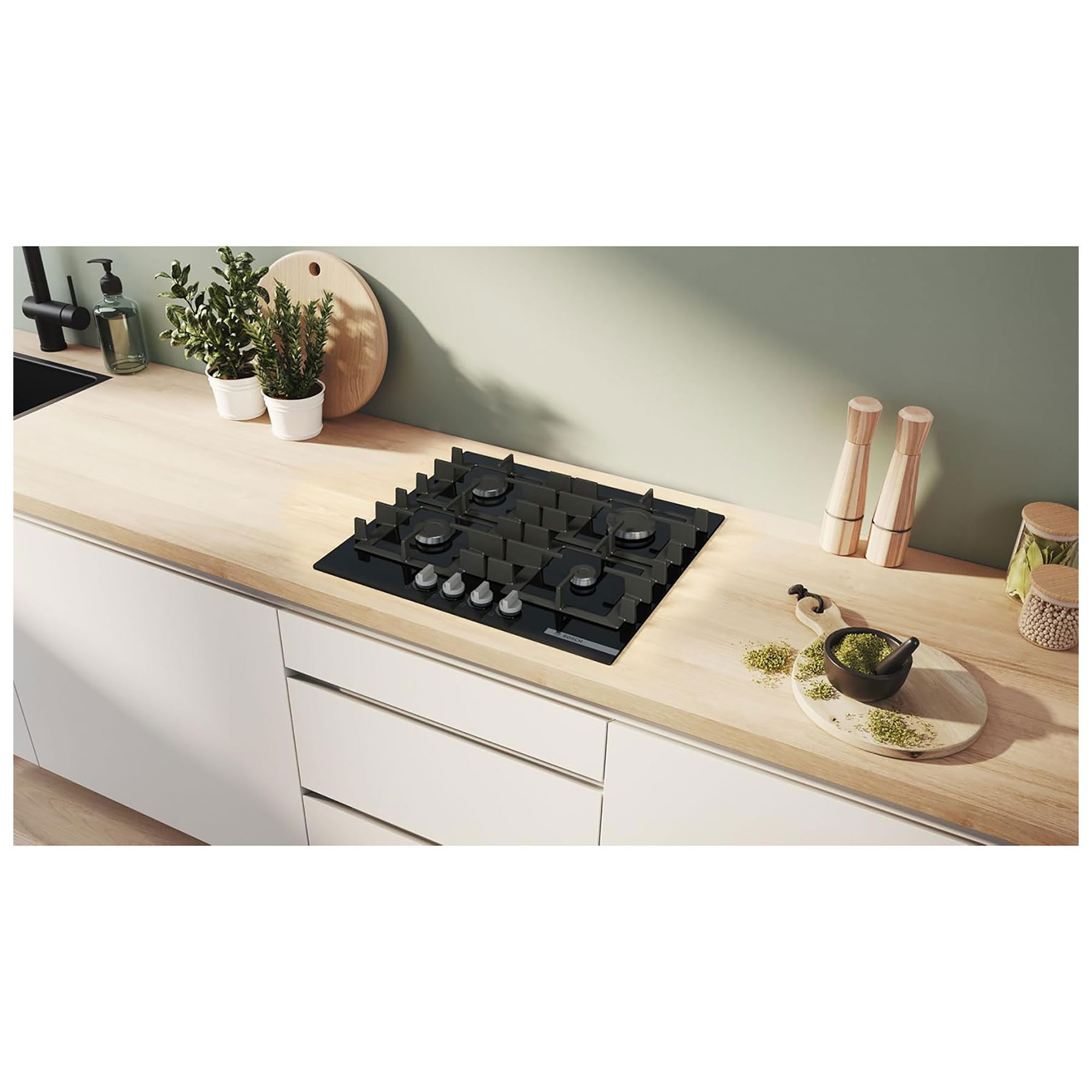 Bosch PNP6B6K40 Series 4 60cm 4 Burner Gas Hob in Black Glass, photo 5