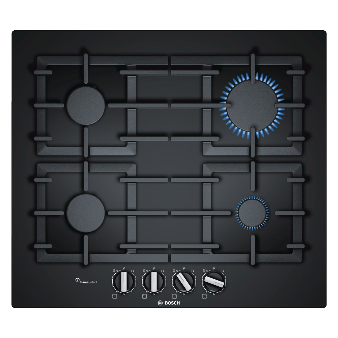 Image of Bosch PPP6A6B90 Series 6 60cm 4 Burner Gas Hob in Tempered Black Glass