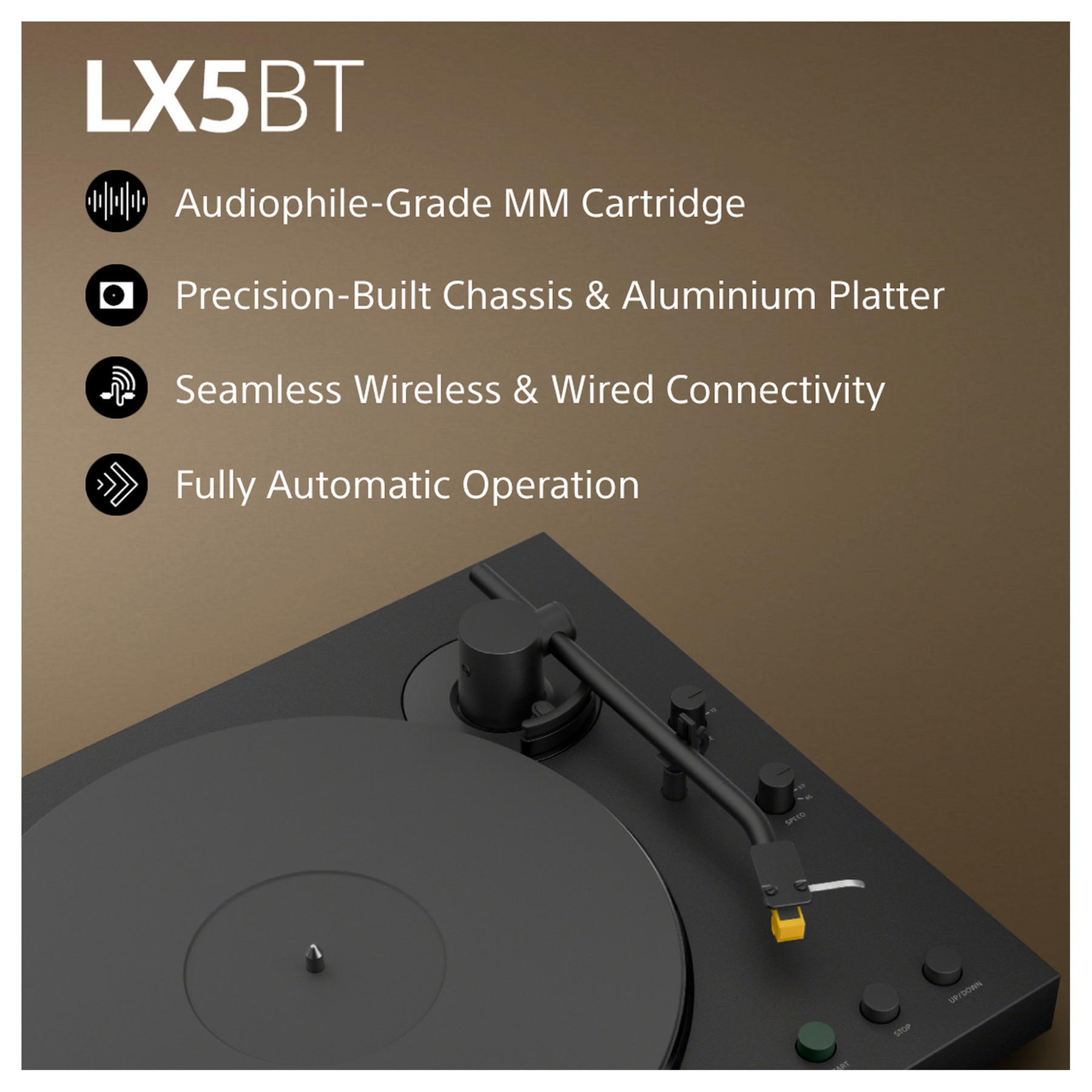 Sony PSLX5BT Auto Playback Wireless Turntable in Pure Black with Premi, photo 2