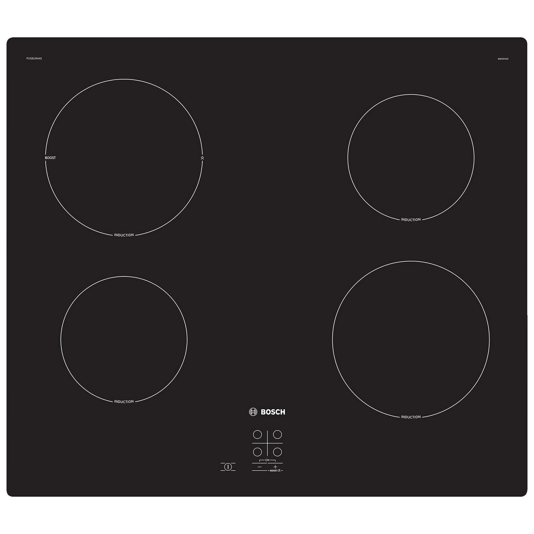 Image of Bosch PUG61RAA5B Series 2 60cm Frameless Electric Induction Hob in Bla
