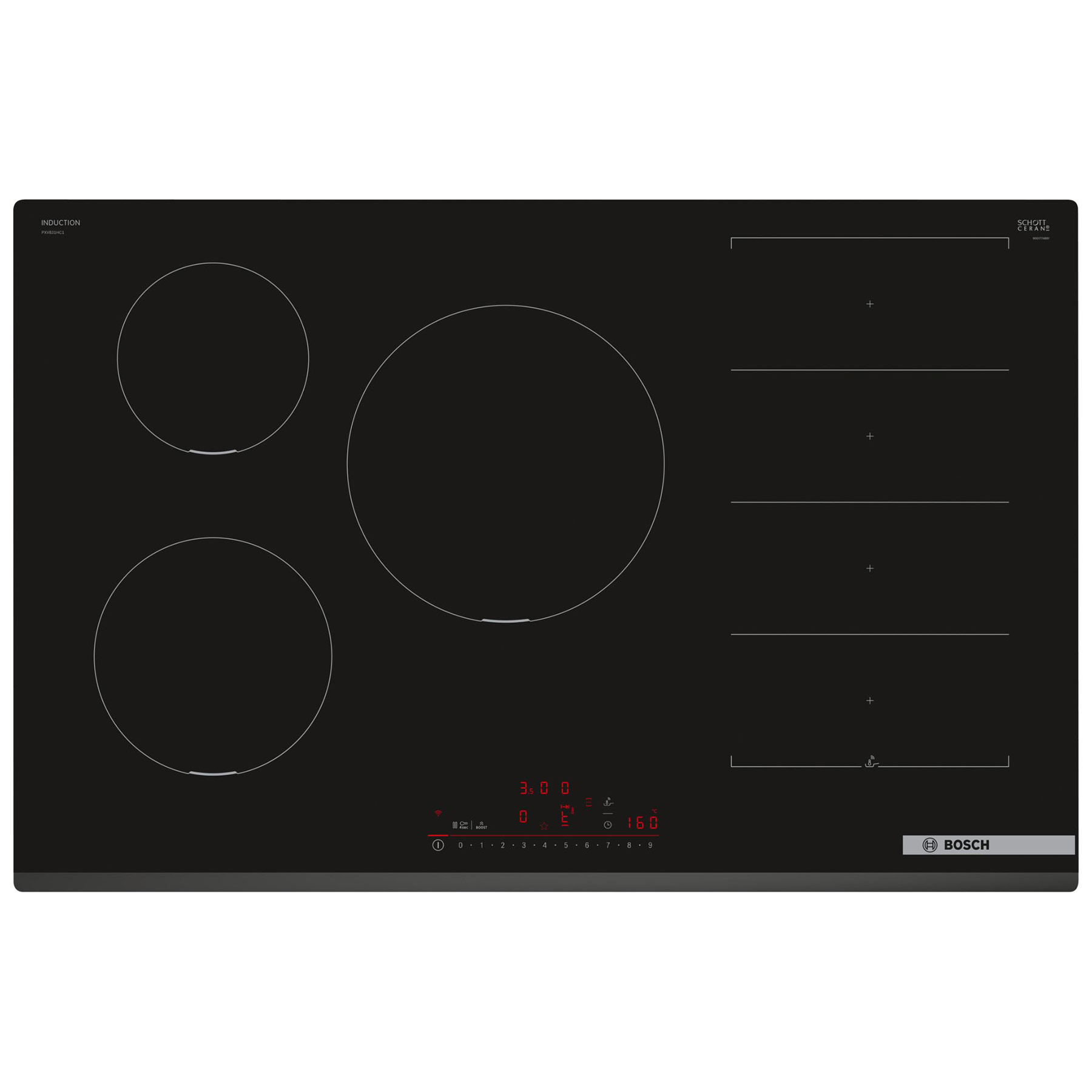 Bosch PXV831HC1E Series 6 80cm 5 Zone Induction Hob in Black