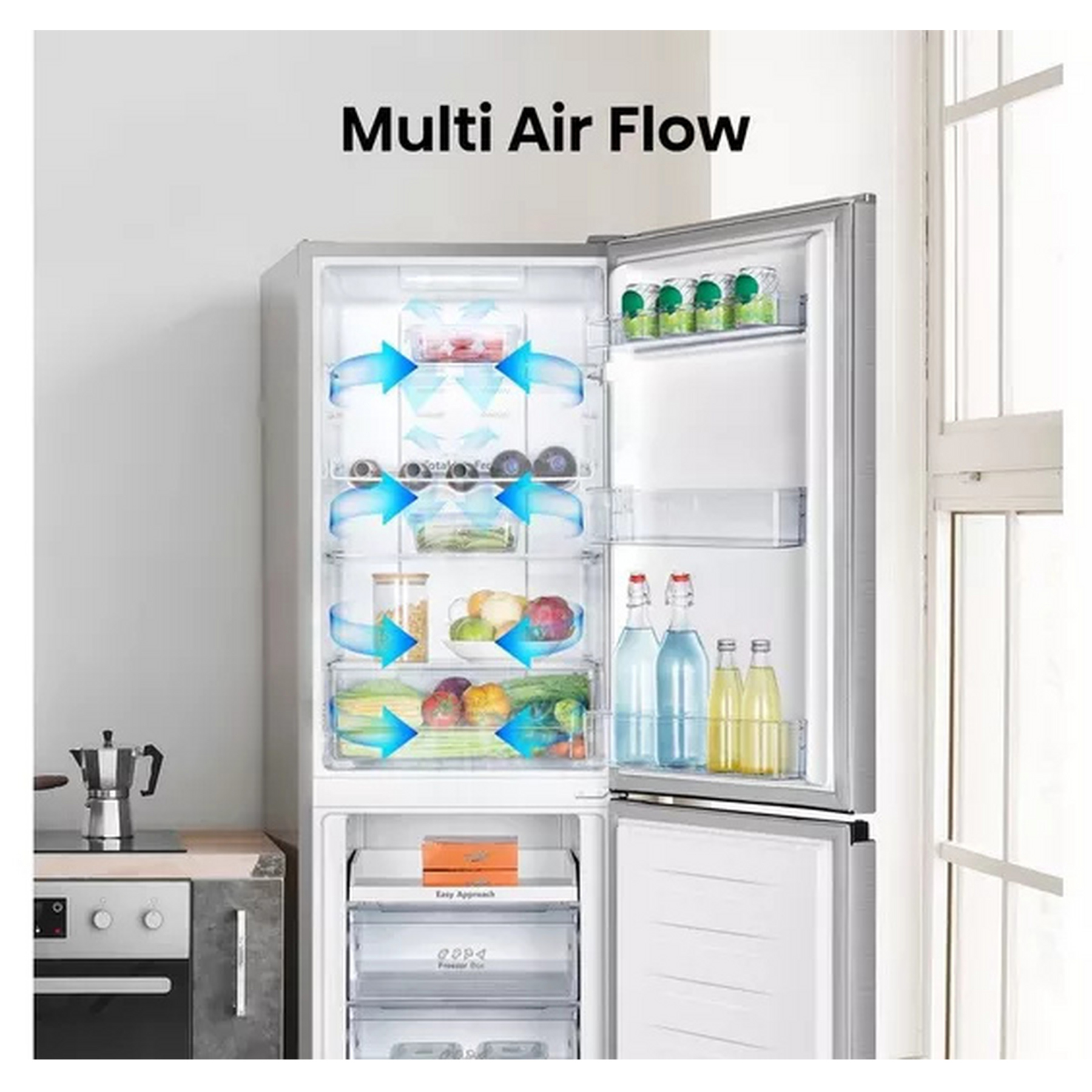 Hisense RB327N4BCE Freestanding 50/50 Total No Frost Fridge Freezer Stainless Steel, photo 4