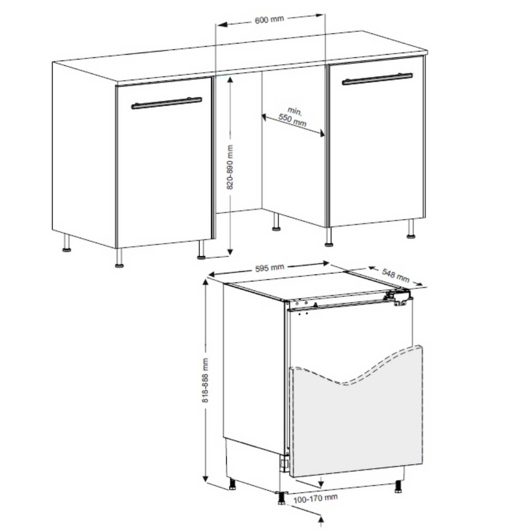 Sensis RFUCBI01L54 82cm High Integrated Undercounter Fridge 60cm Wide, photo 3