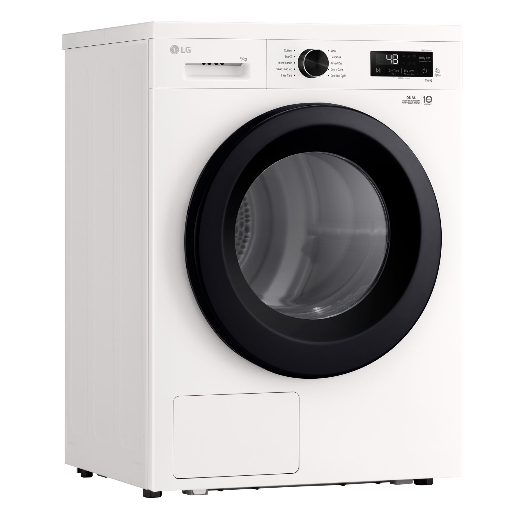 LG Series 2 ThinQ RHX1009NWK 9kg Heat Pump Tumble Dryer White - A+++ Rated, photo 3