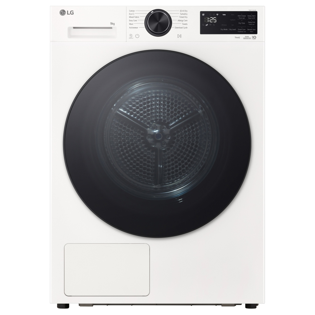 LG RHX5009TWB 9kg Heat Pump Condenser Dryer in Essence Glossy White A