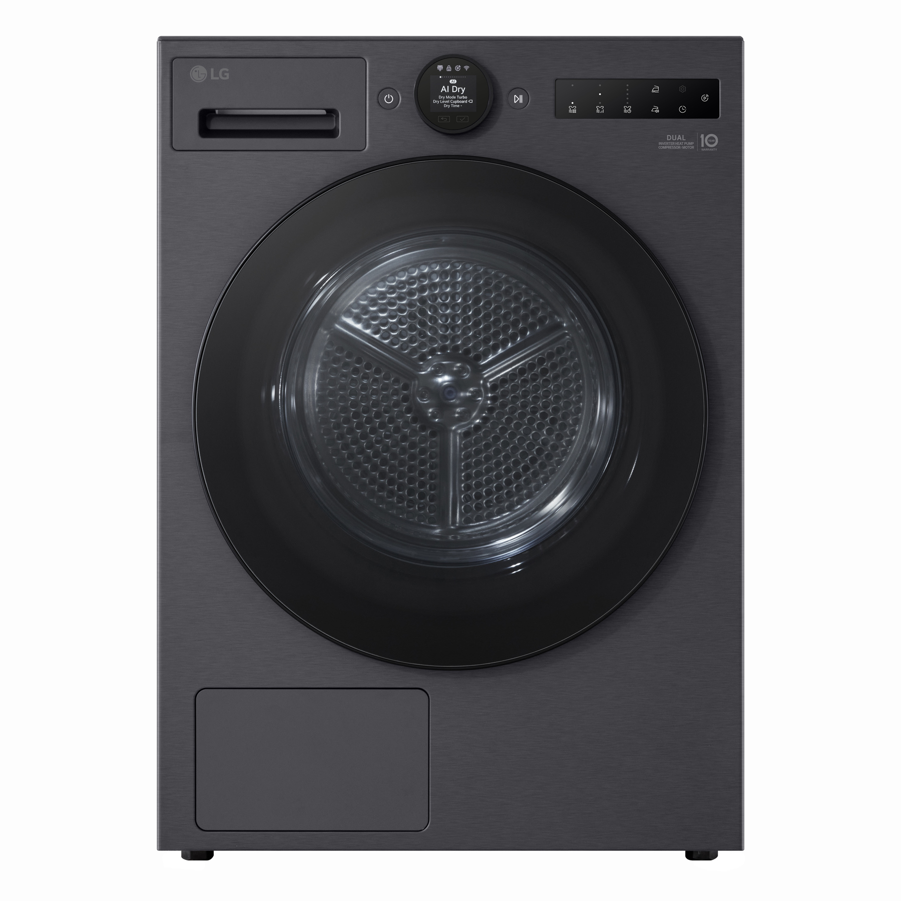 LG RHX7009TBB 9kg Dual Inverter Heat Pump Condenser Dryer in Matte Bla