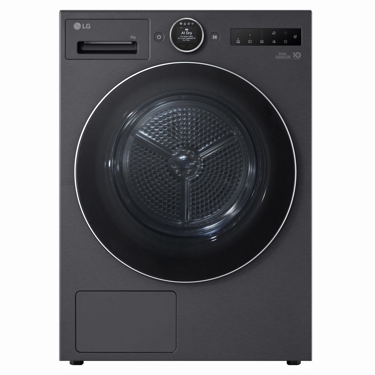 LG RHX9009TBC 9kg Dual Inverter Heat Pump Condenser Dryer in Matte Bla