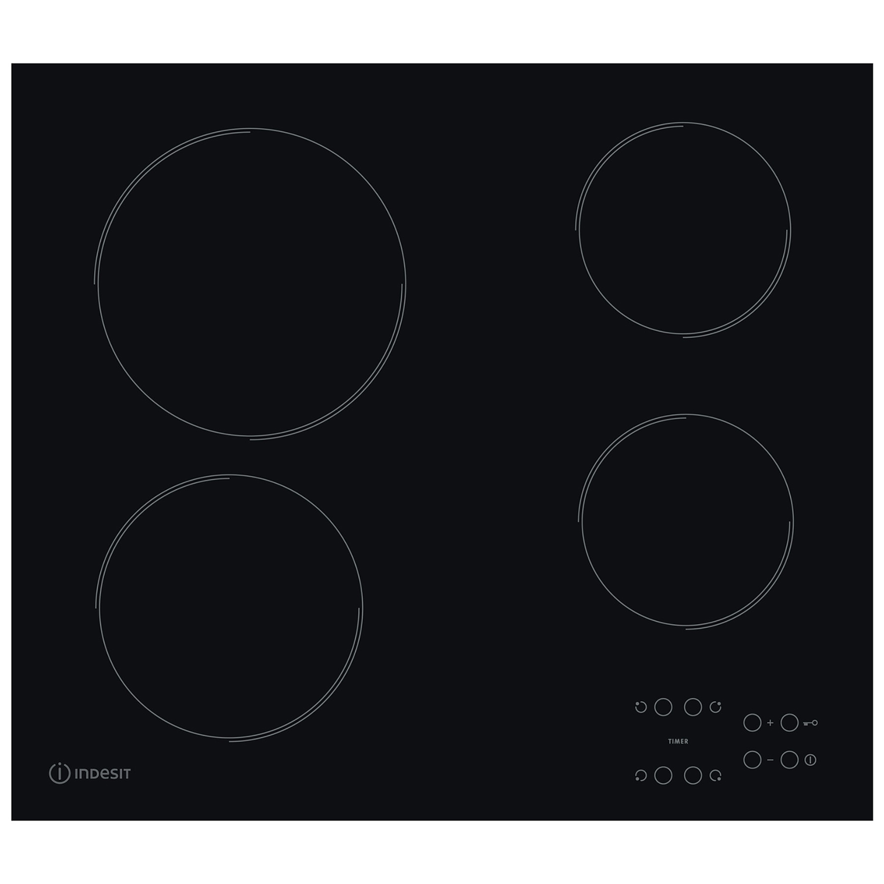 Indesit RI161C 60cm 4 Zone Frameless Ceramic Hob Black Touch Control