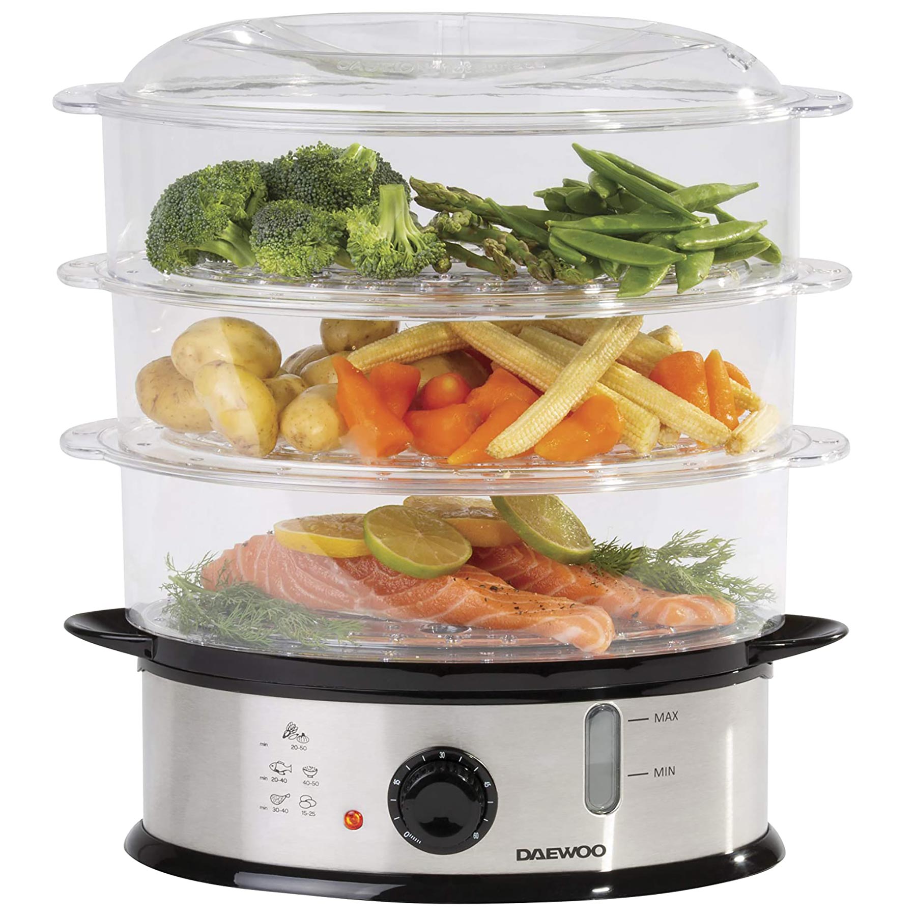 Image of Daewoo SDA1338GE 3 Tier Family Size Food Steamer 9L 1200W