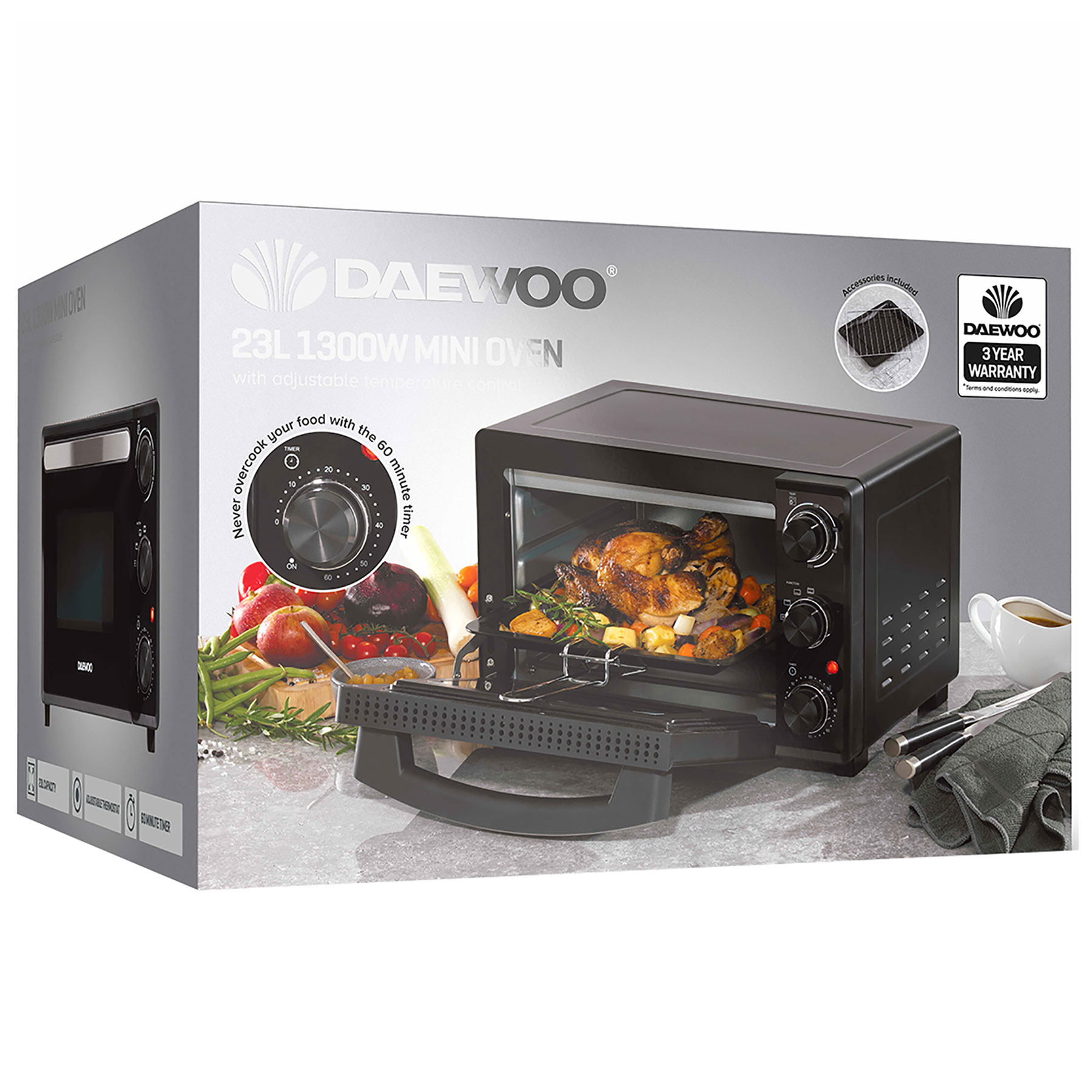 Daewoo SDA1608GE 25L Electric Mini Countertop Oven Grill 1600W, photo 4