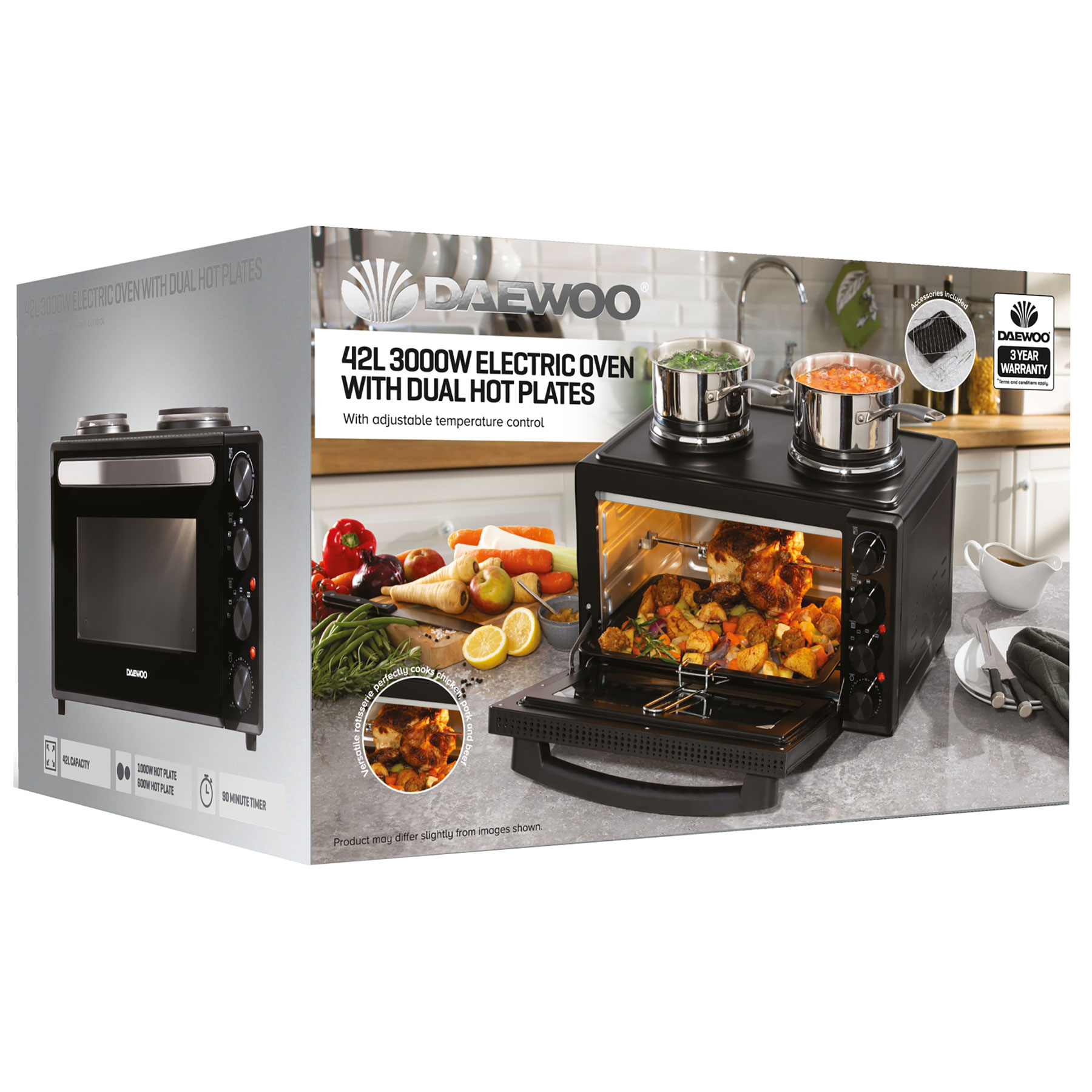 Daewoo SDA1610GE 42L Countertop Electric Cooker in Black 3000W, photo 4