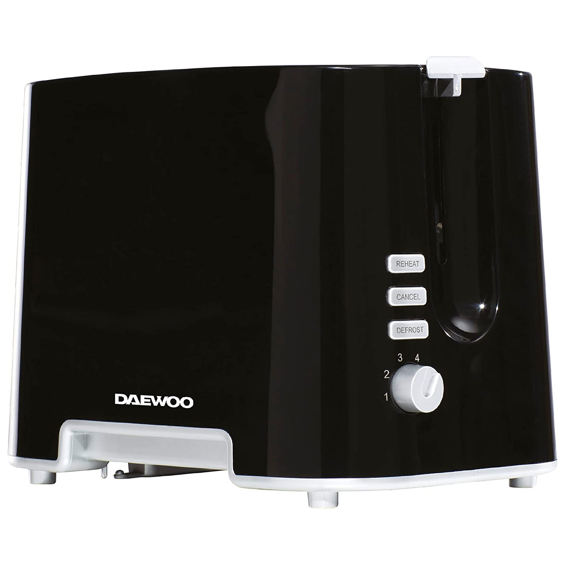 Image of Daewoo SDA1687GE 2 Slice Plastic Toaster Black With Chrome Band