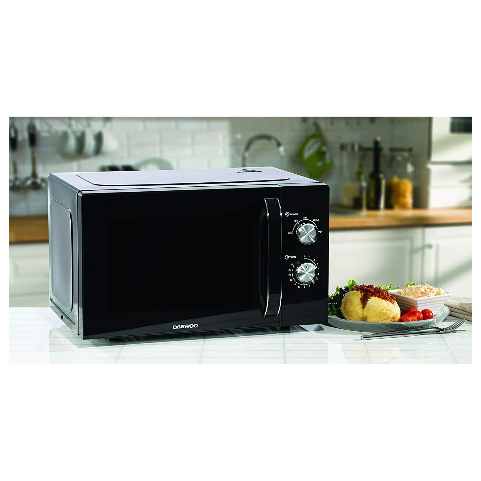 DAEWOO Microwave Oven 800W 23L Black Manual Control with Auto Defrost, Glass Turntable, Window Door, SDA2085GE, photo 2