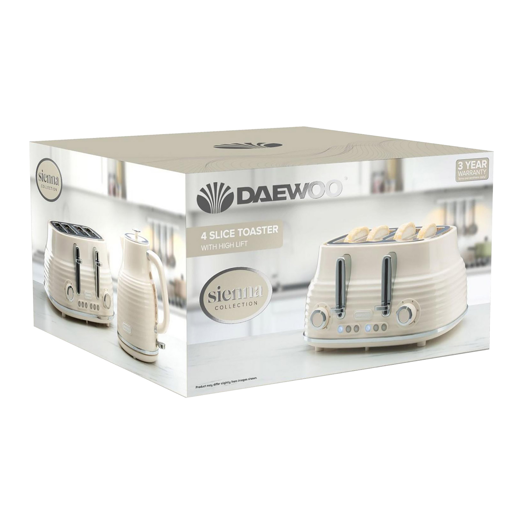 Daewoo SDA2483GE Sienna 4 Slice Toaster in Cream, photo 4