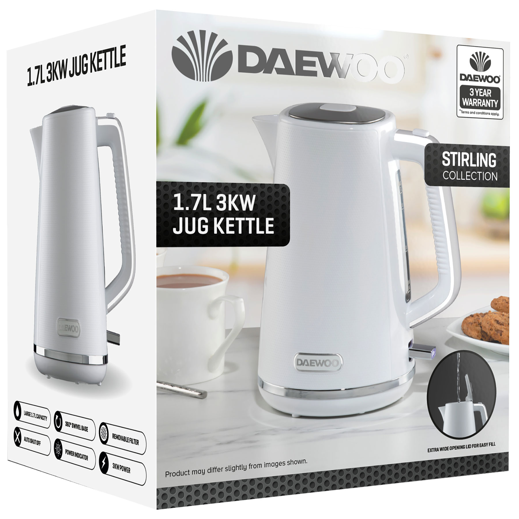 Daewoo SDA2629GE Sterling Cordless Jug Kettle White 1 7L 3kW, photo 3