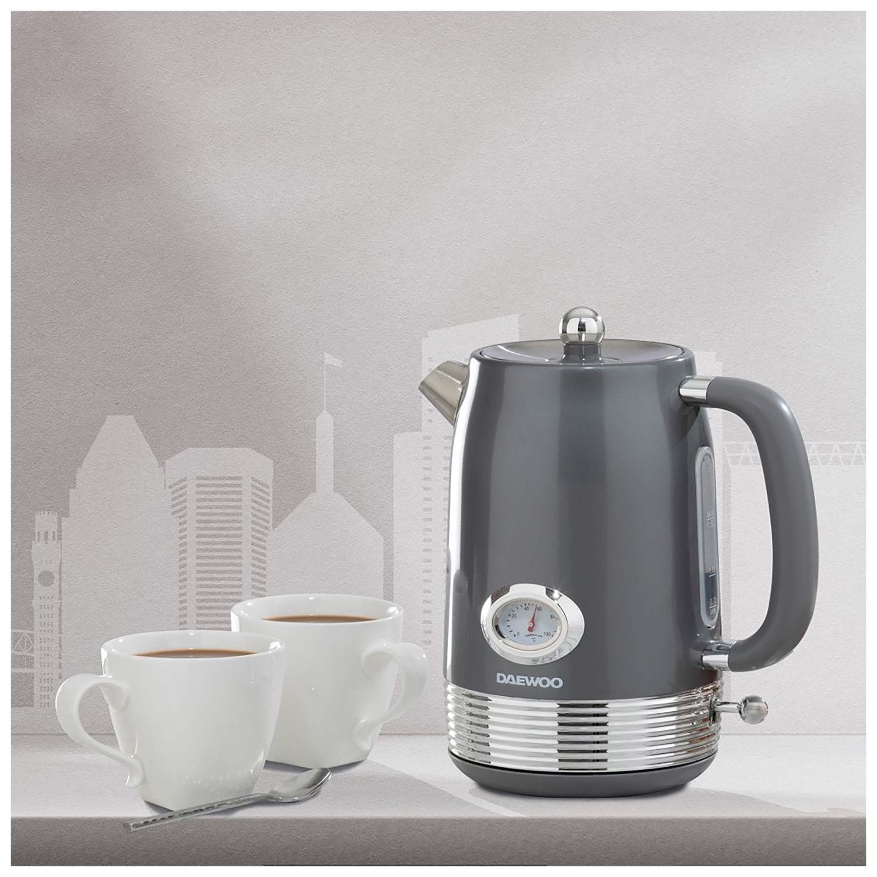 DAEWOO Denver Retro 1.5L Grey Kettle with Rapid Boil Technology for Quick Hot Water - Model SDA2747GE, photo 4