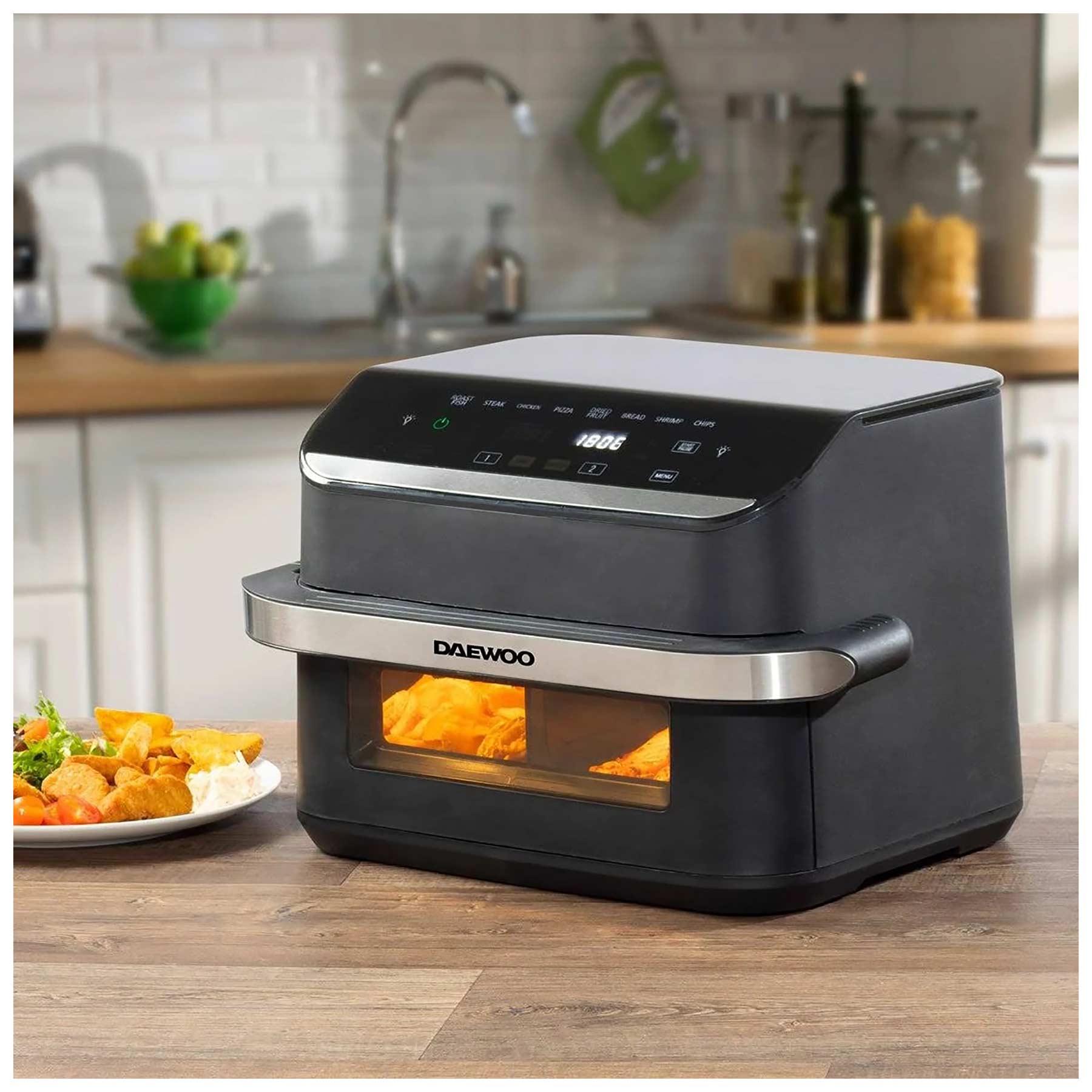 Daewoo SDA2757GE 10L Mega Draw Air Fryer with Window and Divider, photo 2