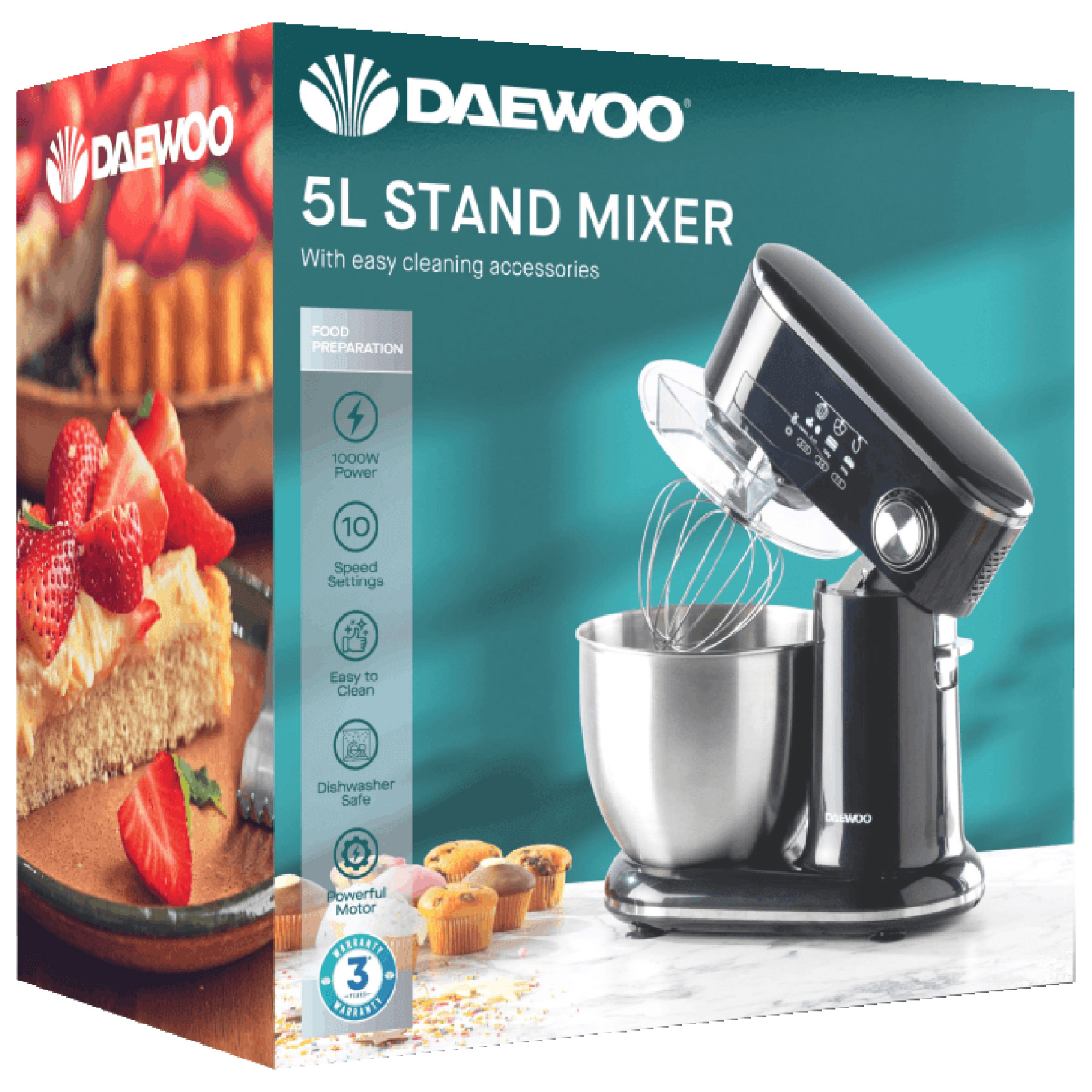 Daewoo SDA2758GE 1000W 5L Baking Stand Mixer Black, photo 4