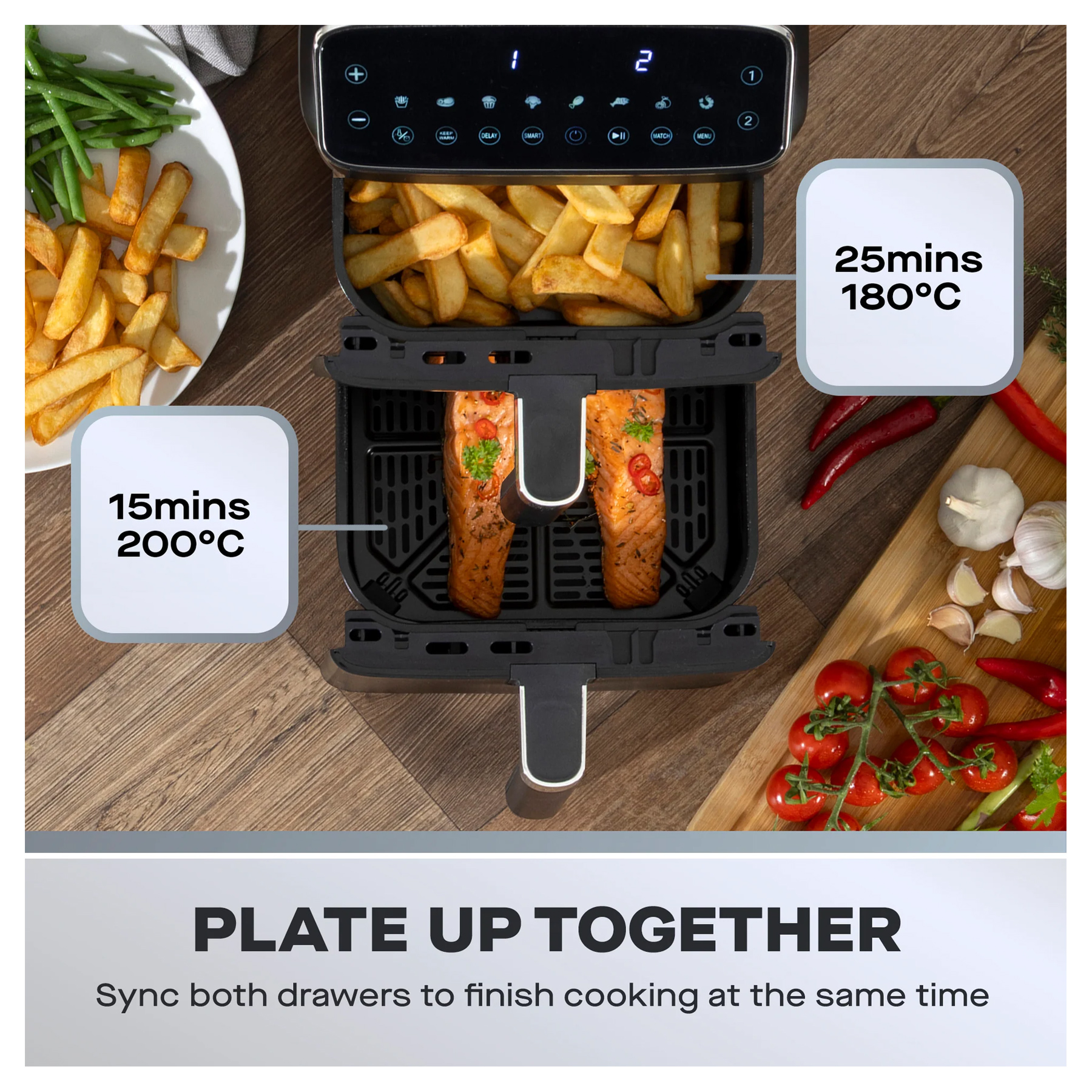 Daewoo SDA2916GE 10L Dual Stack Air Fryer Black, photo 4