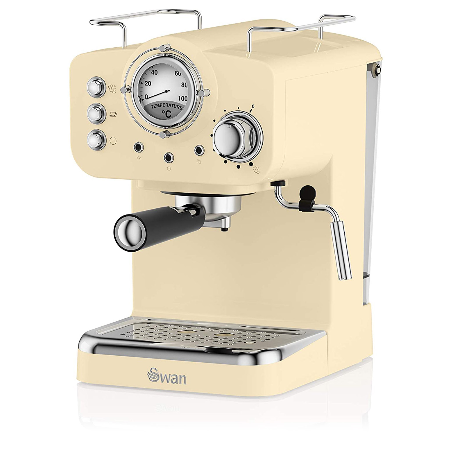 Image of Swan SK22110CN Retro Pump Espresso Coffee Machine in Cream 15 Bars