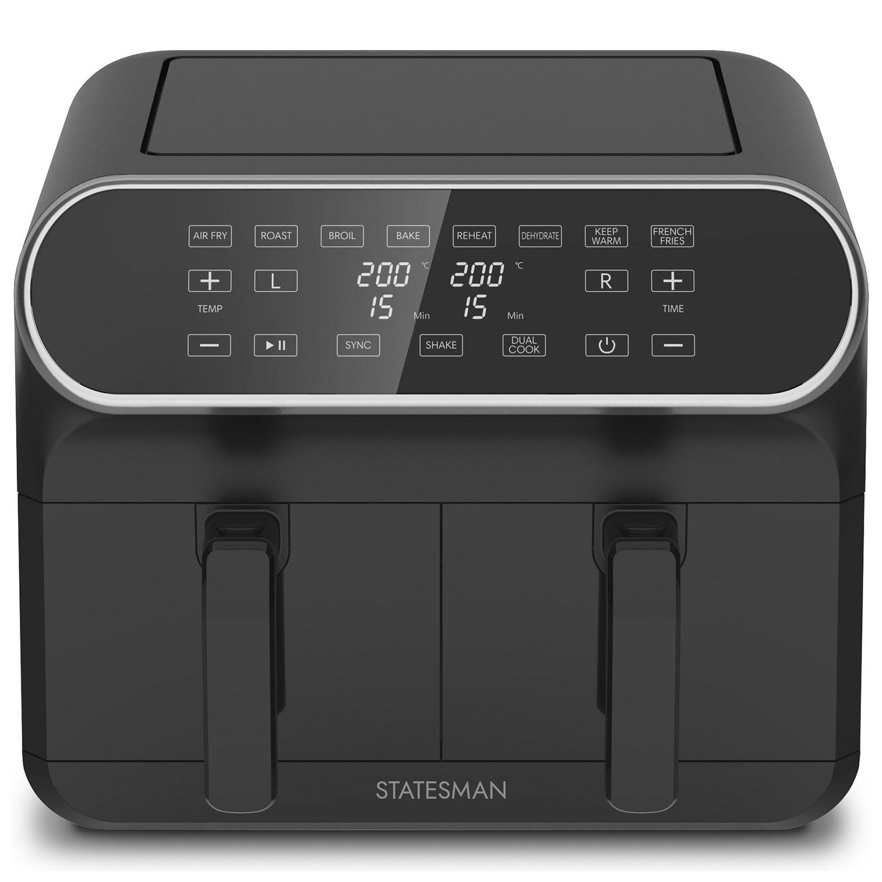 Image of Statesman SKAF08017BK 8L Digital Dual Zone Air Fryer Black 2x 4L Baske
