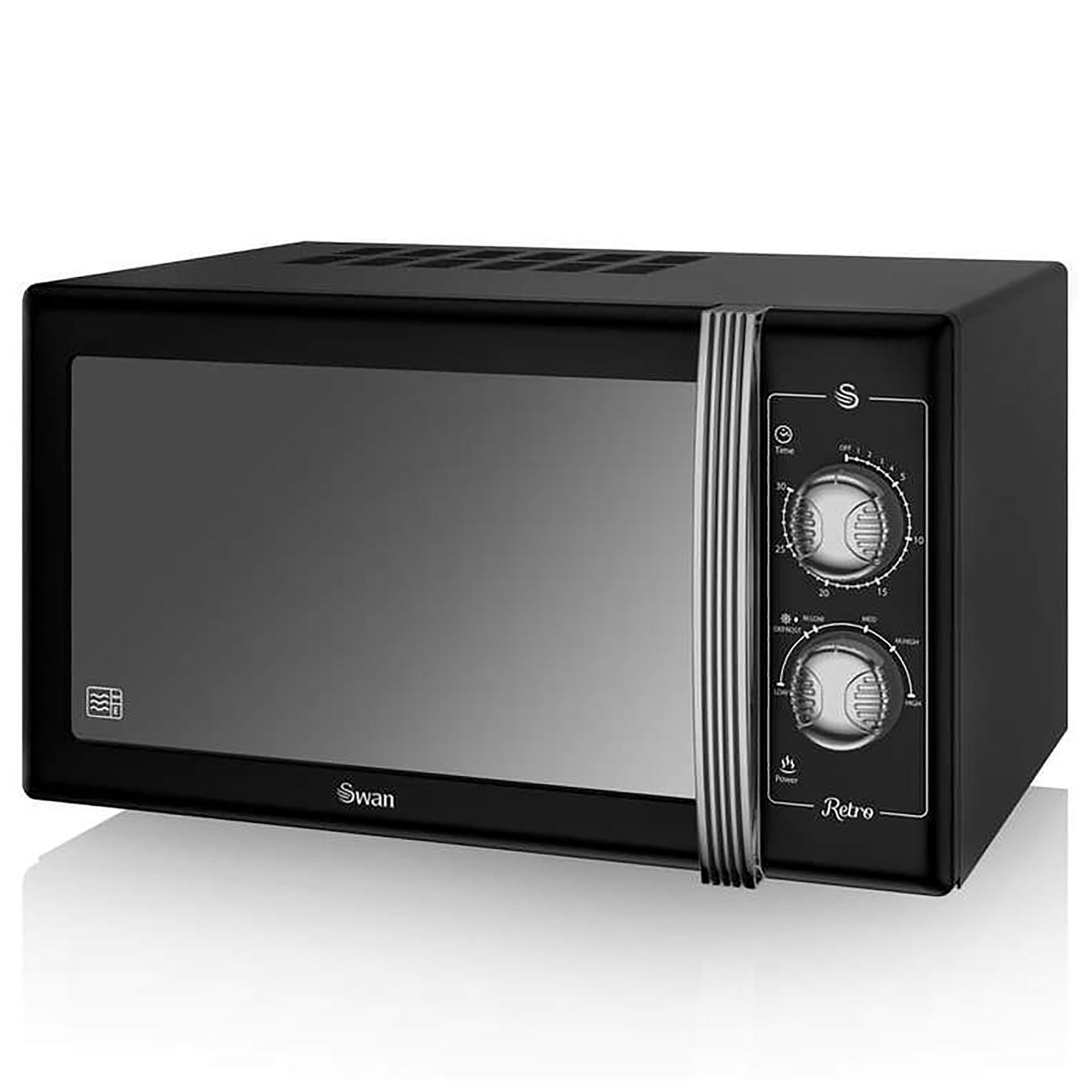 Swan SM22070LBN Retro Style Microwave Oven in Black 25 Litre 900W